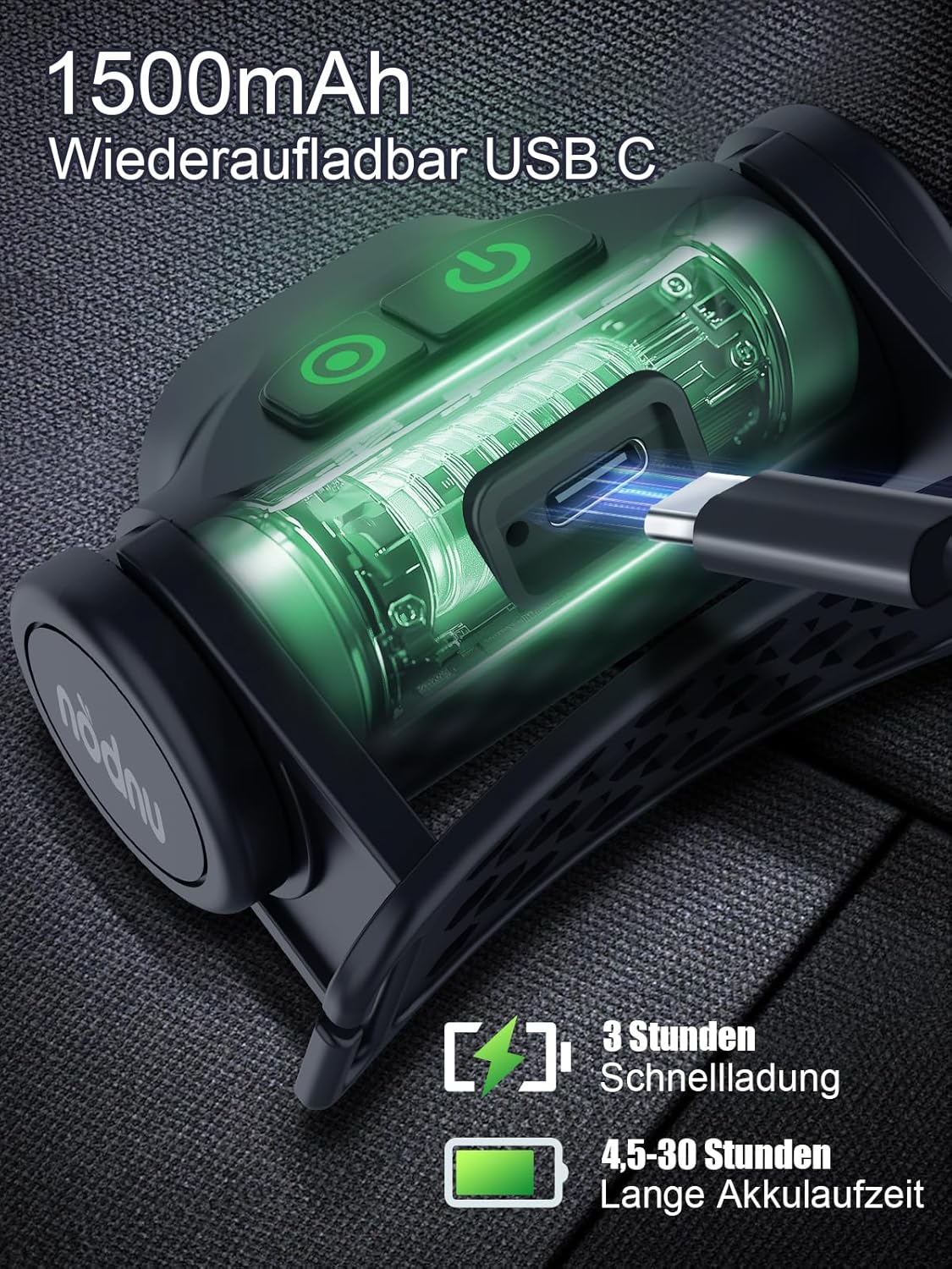 Thumbnail 4 de UNBON Stirnlampe LED wiederaufladbar (USB-C), extrem hell, dimmbar, Sensor & Magnet, IPX4