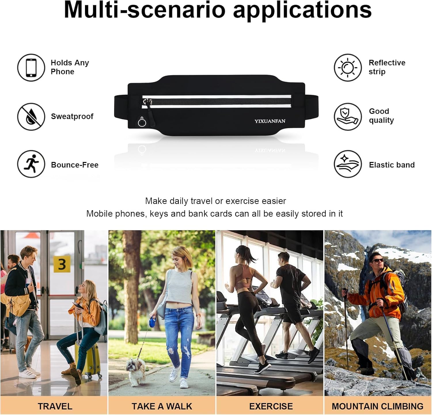Thumbnail 4 de Slim Running Belt Fanny Pack for Men and Women – Fits All Phones
