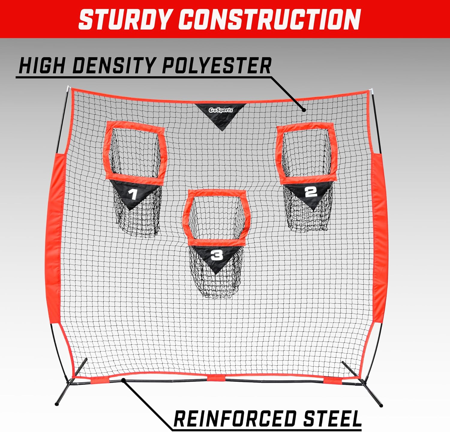 Detalle de GoSports siatka treningowa do rzutów w futbolu amerykańskim 2,4 × 2,4 m