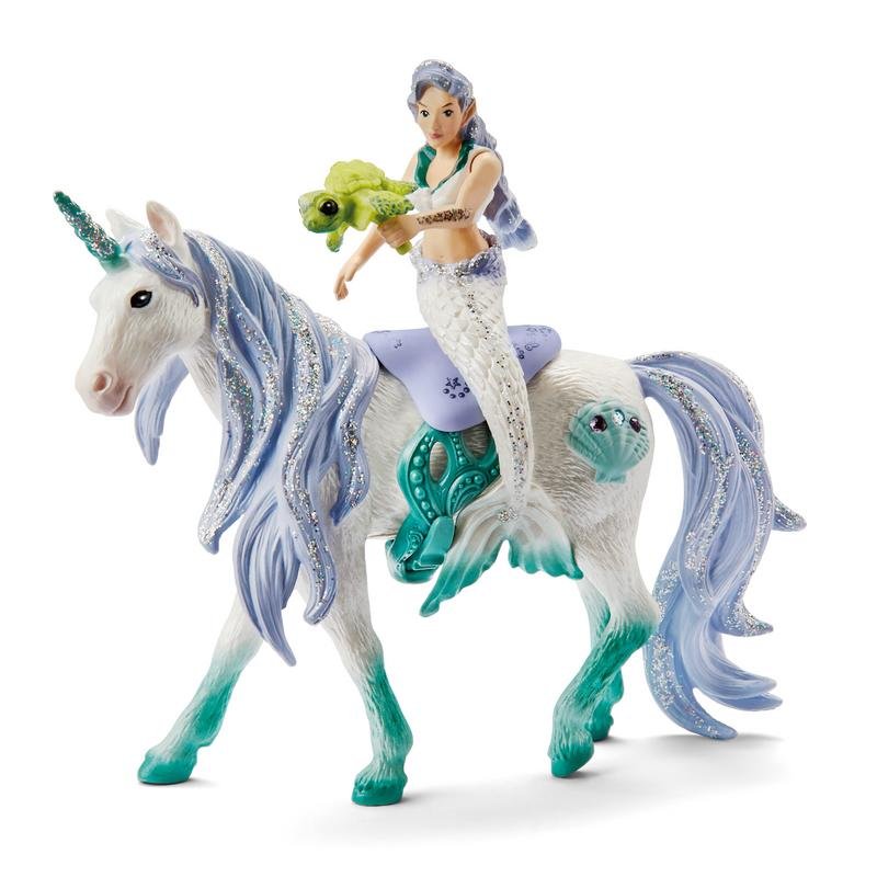 Detalle 2 de Schleich Bayala 42509, set de sirena y unicornio marino con silla magnética
