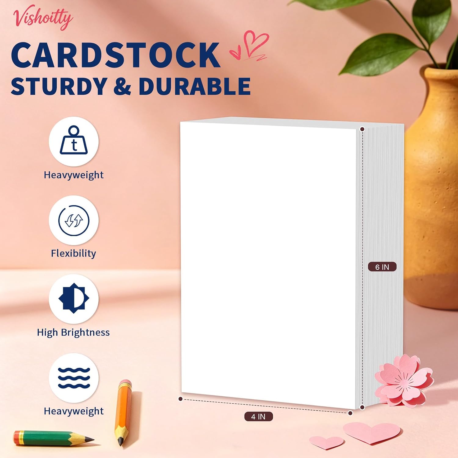 Detalle 2 de Vishoitty 4x6 White Cardstock, 200 GSM Printable Paper, 156 Sheets