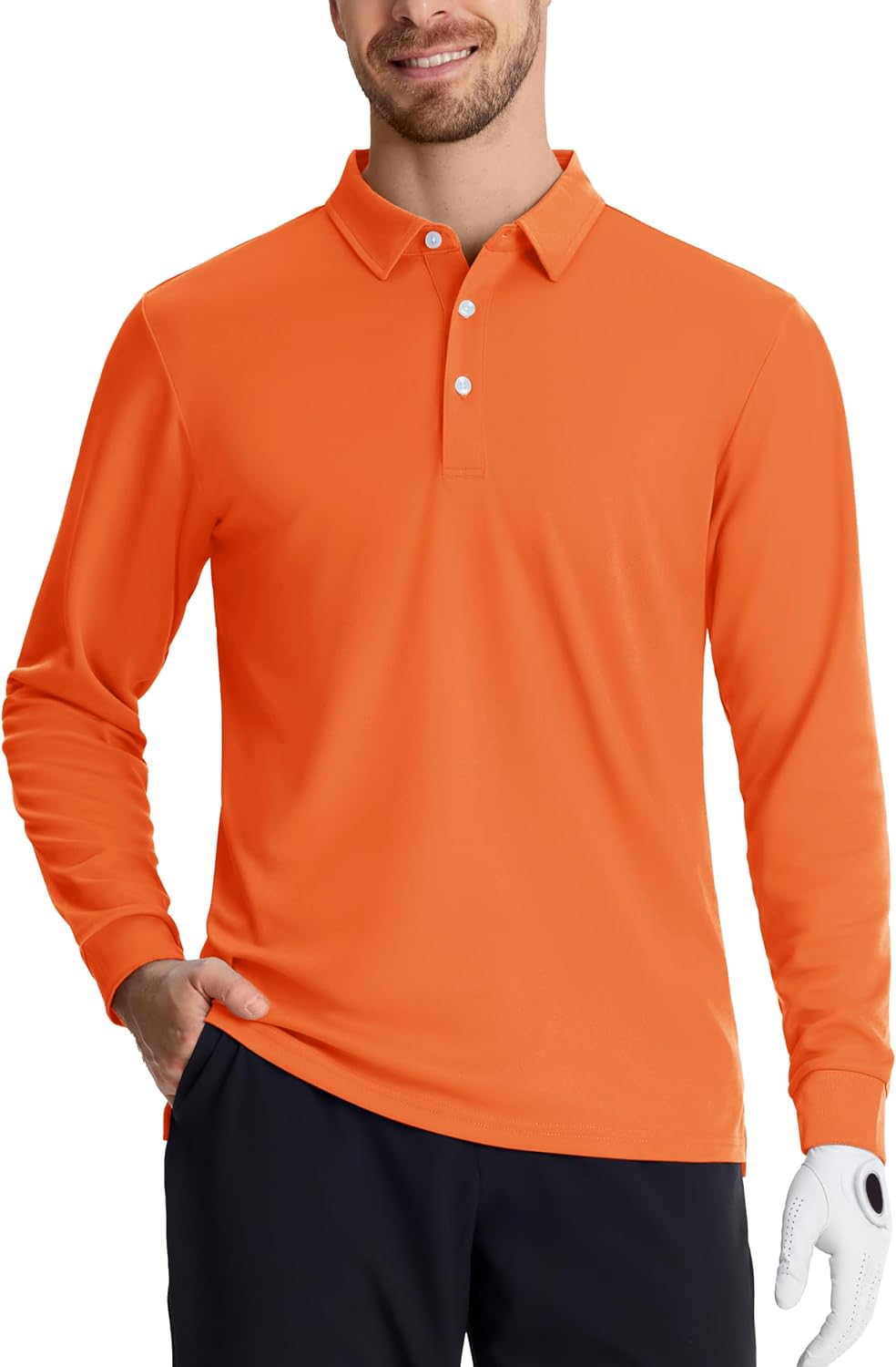 Detalle 2 de TACVASEN Men's Long Sleeve Polo Shirt – Quick Dry, Breathable Golf/Work Top