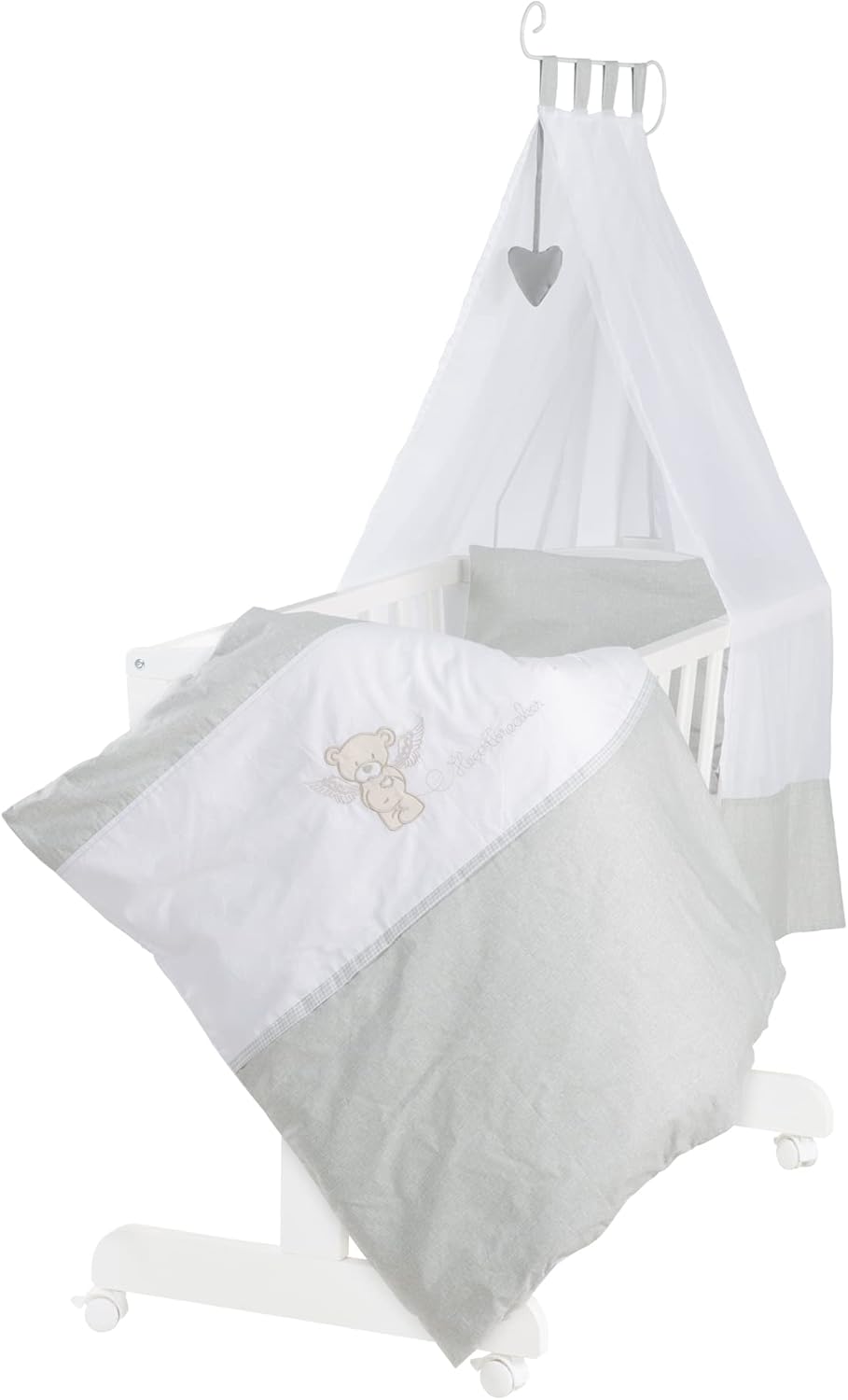 Detalle de Berceau Heartbreaker 40x90 cm avec fonction basculante et fixe – Set complet avec textiles inclus