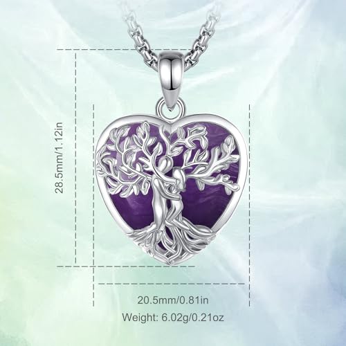 Thumbnail 6 de Collar Árbol de la Vida INFUSEU con amatista en forma de corazón y plata 925