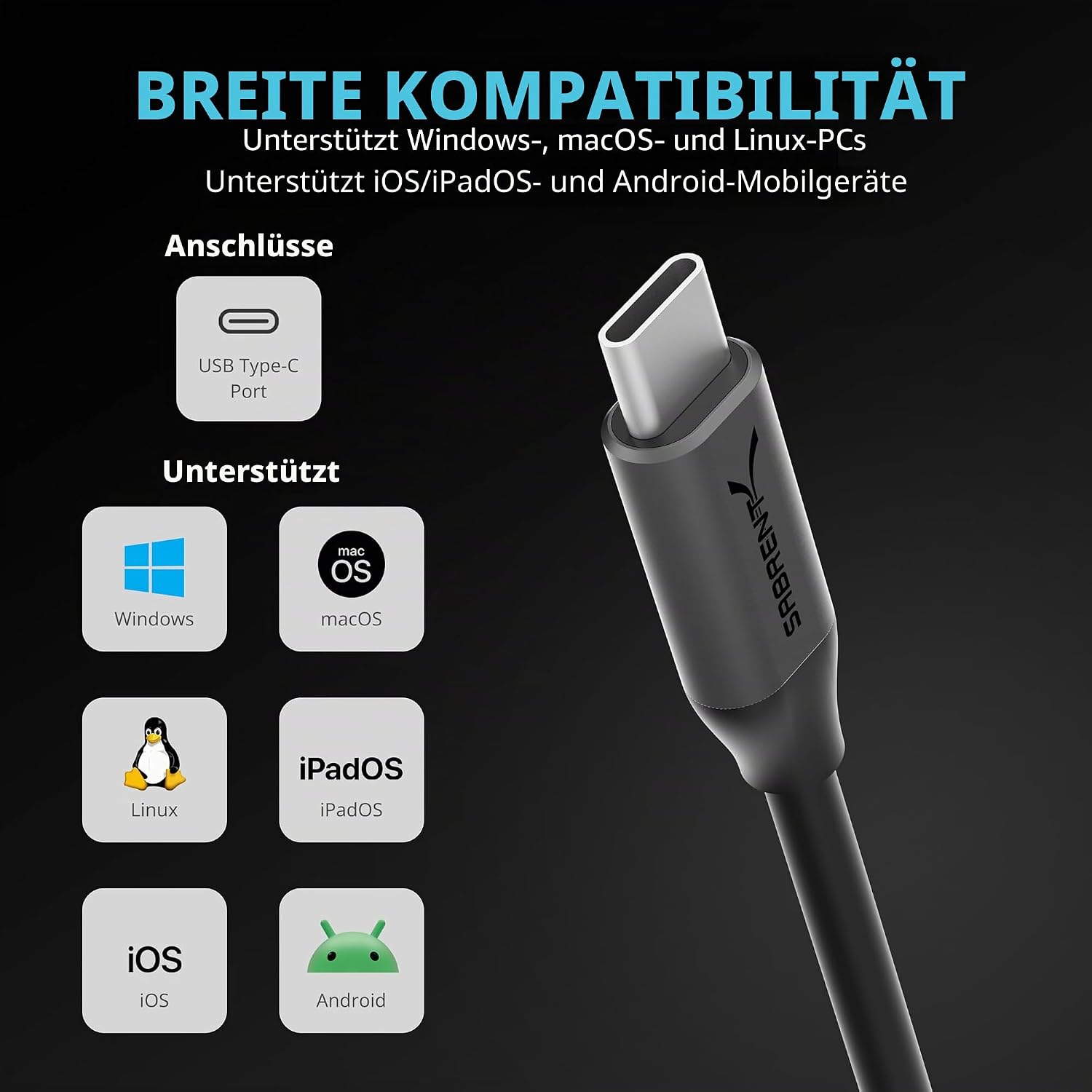 Detalle 2 de SABRENT USB-C Audio Adapter 24-Bit 96 kHz