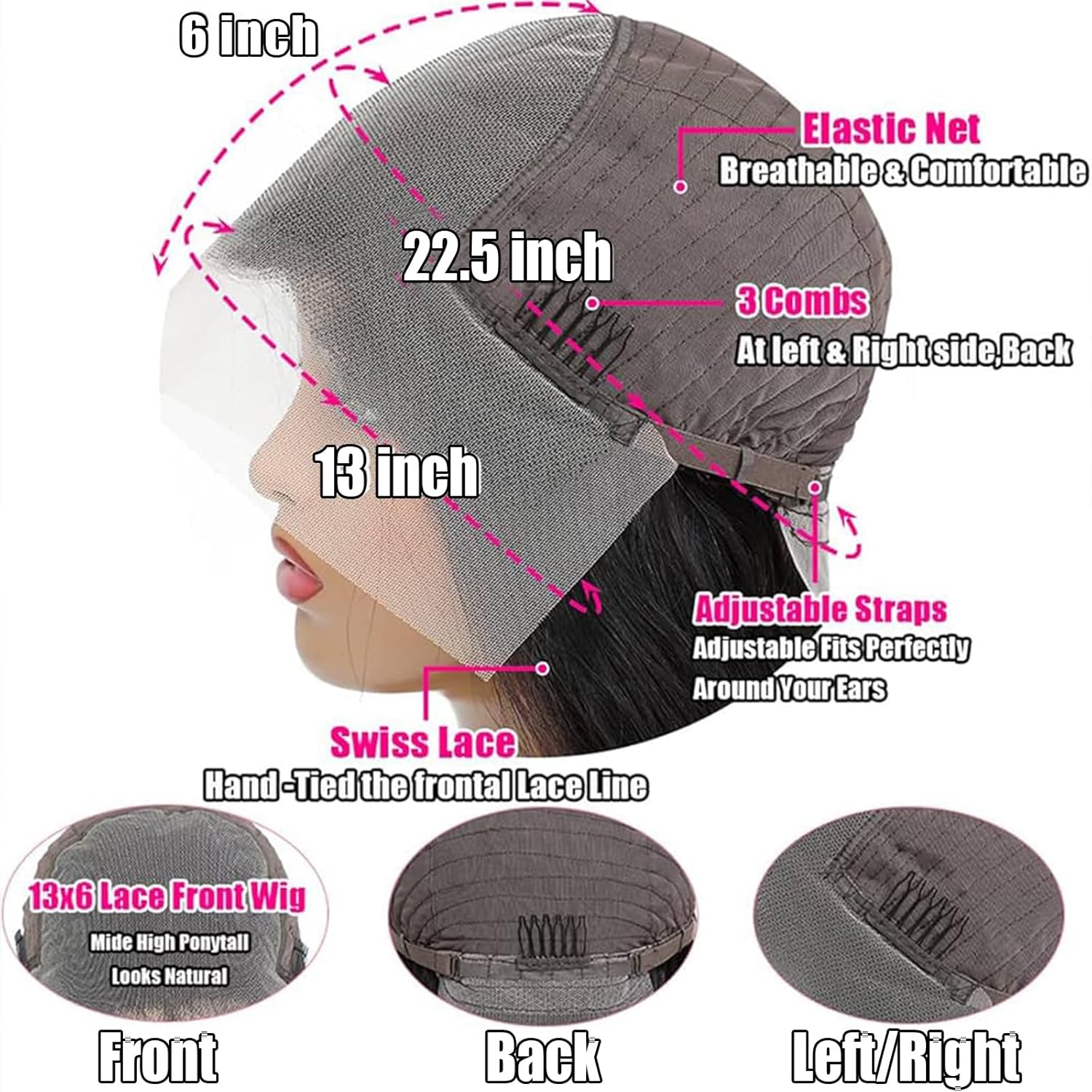 Detalle 2 de Tyiu 30 Inch Deep Wave Lace Front Wig 250D