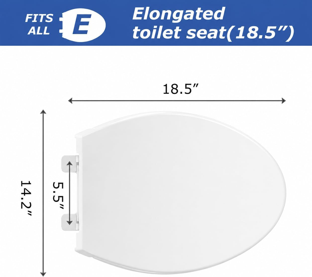 Thumbnail 5 de Elongated Toilet Seat with Slow Close — White Plastic, 18.5”