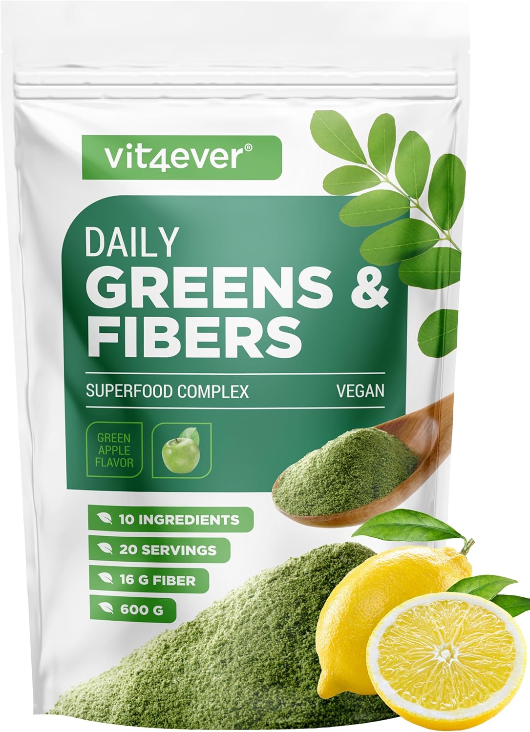 Thumbnail 6 de Vit4ever Daily Greens & Fiber Poudre (600 g) – combinaison fibres & superfoods au goût pomme verte