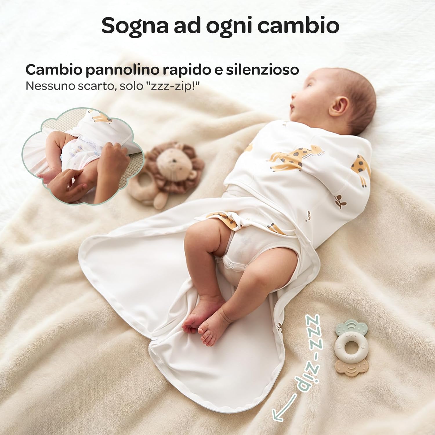 Thumbnail 4 de Momcozy Swaddle Neonato: Chiusura Silenziosa e Cerniera Inferiore per Pancia‑a‑pancia in Sicurezza