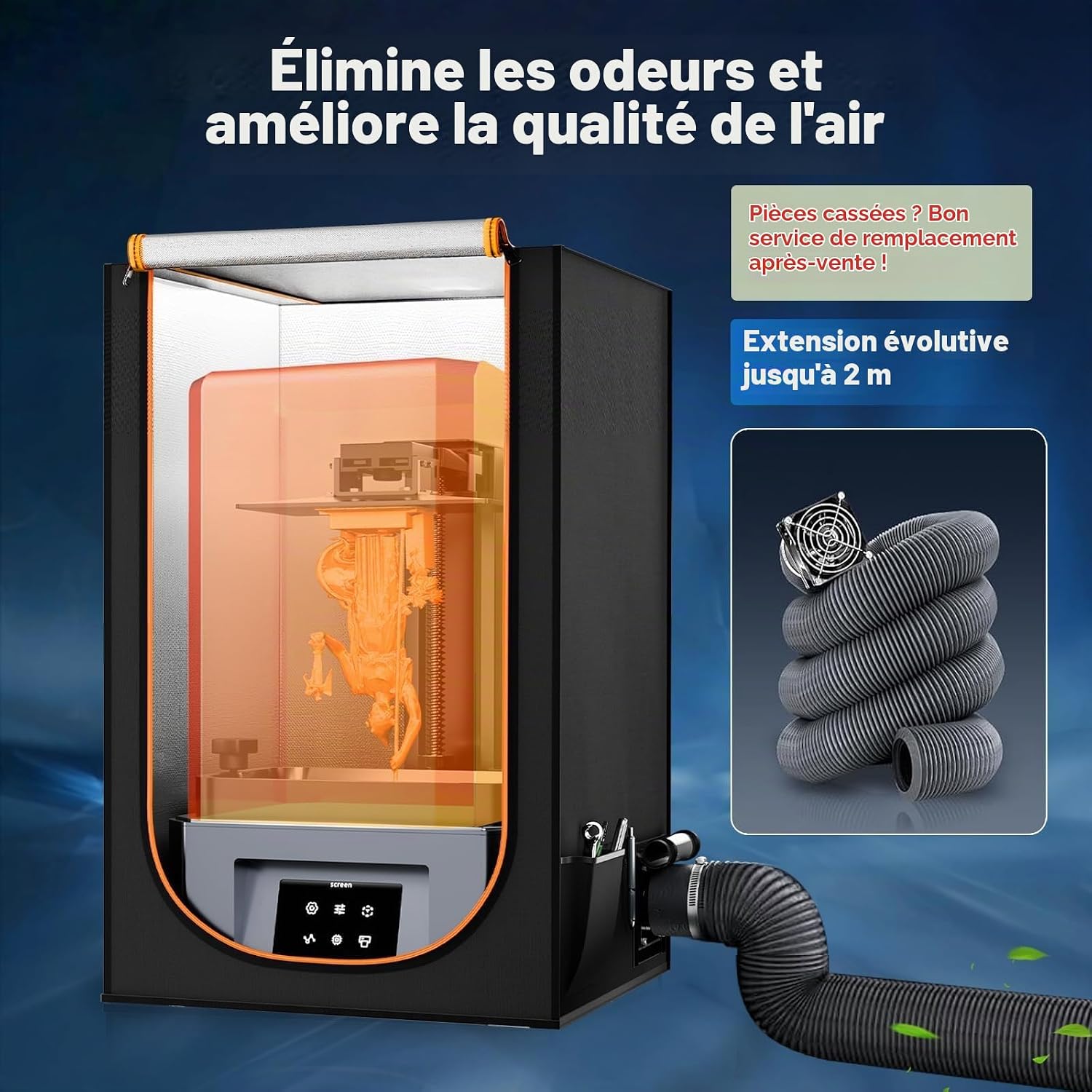 Detalle 2 de YOOPAI Vent Resin Enclosure hars-3D-printerbehuizing, oranje