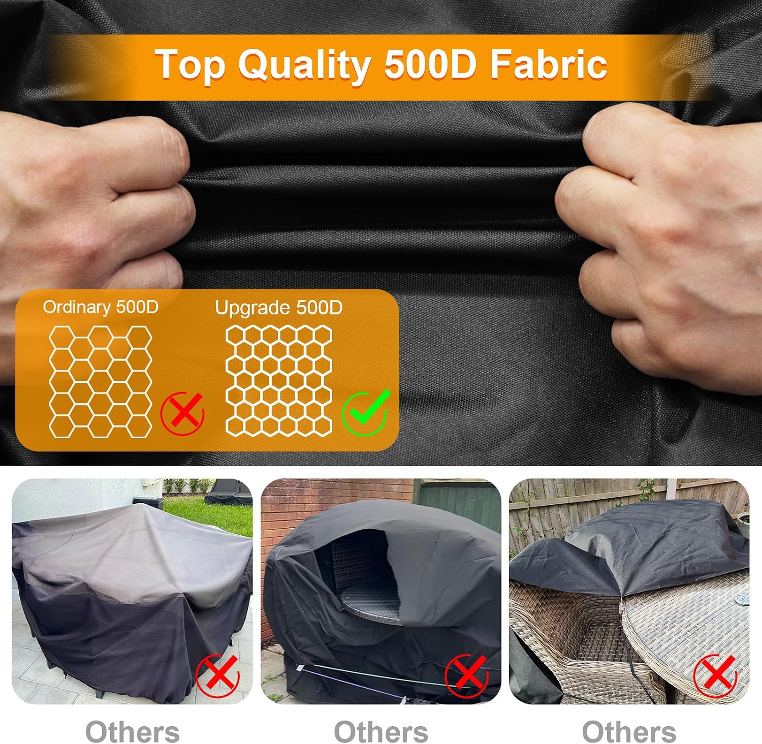 Detalle 1 de Kipiea 244x90cm Round Garden Table Cover, 500D Oxford, Waterproof
