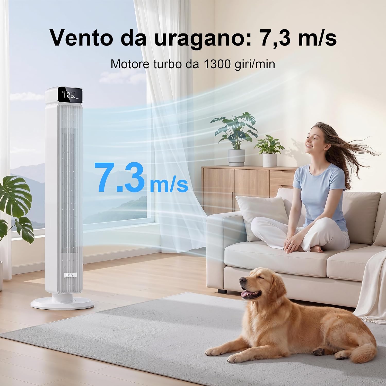 Detalle de Ezify Ventilatore a Torre Silenzioso con Telecomando: potenza, silenzio e comodità per casa e ufficio