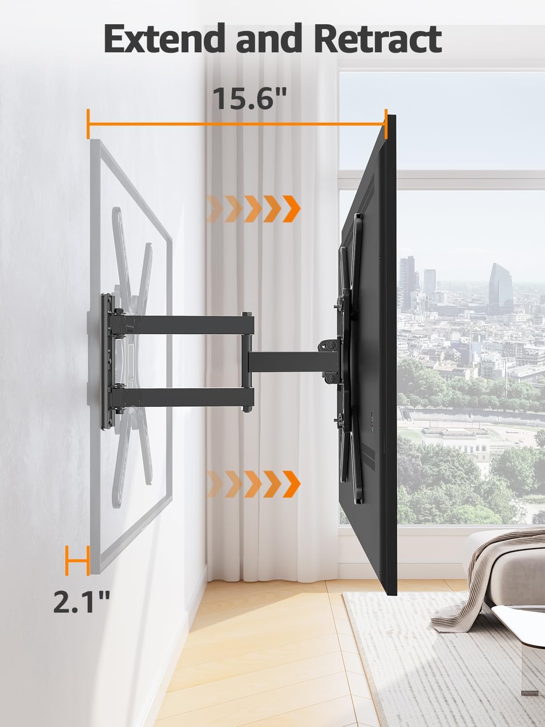 Thumbnail 1 de ELIVED Full Motion TV Wall Mount for 26-60 Inch TVs with ±90° Swivel and Tilt
