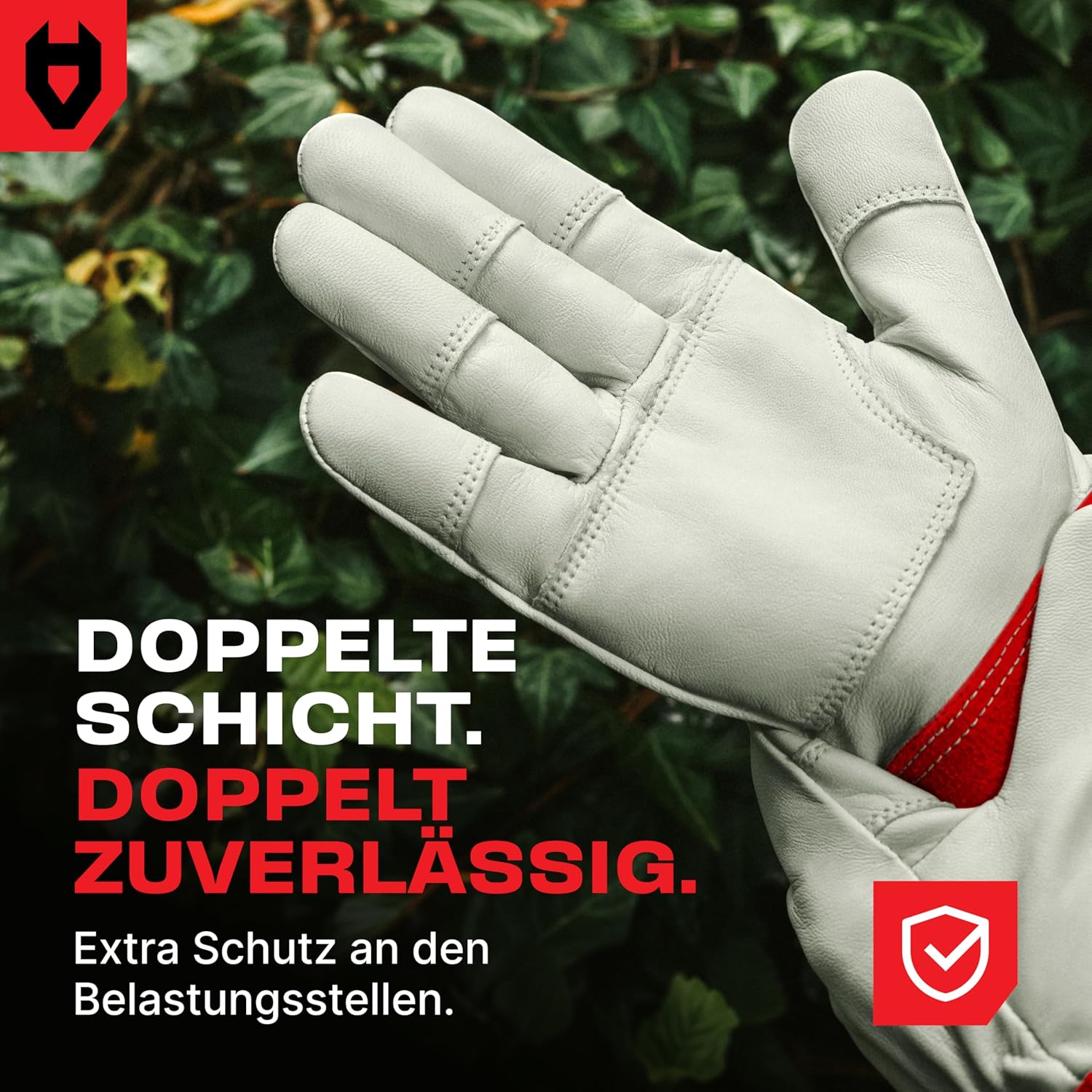 Thumbnail 3 de NoCry Leder-Gartenhandschuhe für Damen & Herren – dornenfeste Handschuhe mit extra langer Stulpe, Rot, Größe M