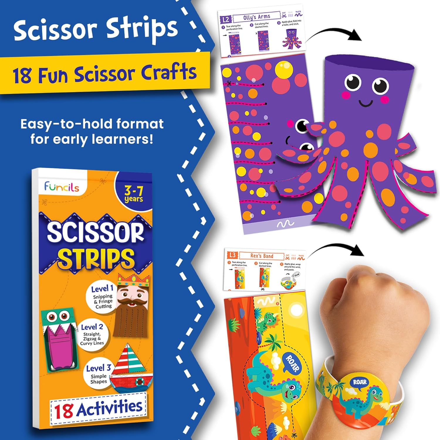 Thumbnail 6 de Funcils Toddler Scissors Skills with Air Clay – 2 Preschool Safety Scissors & Activity Books (ages 3–7)