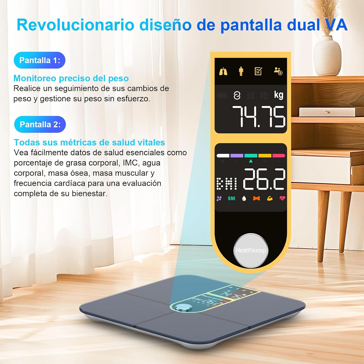 Thumbnail 1 de Healthkeep Báscula de Mano con 16 Datos Corporales y App