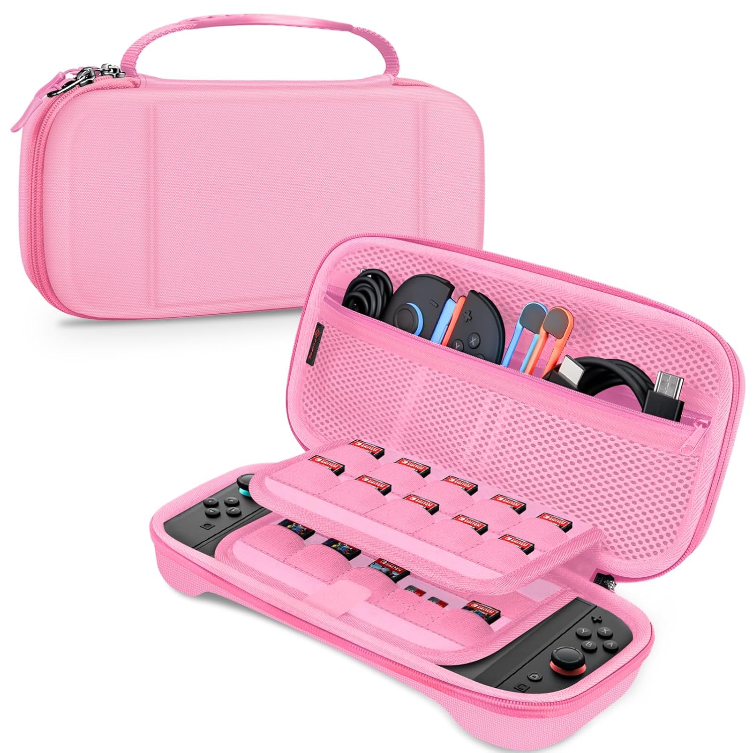 Detalle de FINTIE Tasche für Nintendo Switch 2 (2025) – Hartschale EVA, Mikrofaser-Innenseite und Spielkartenhalter
