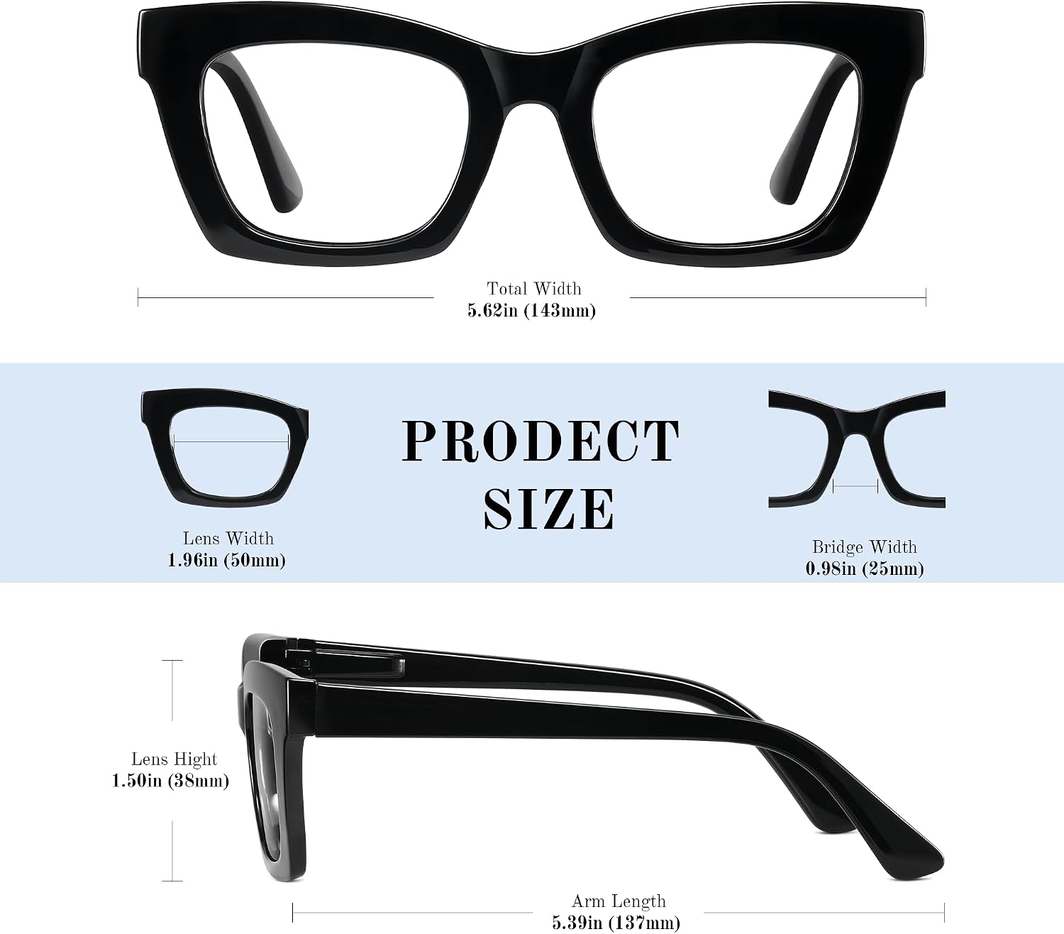 Detalle 1 de resjok Blue Light Reading Glasses for Women, Square Frames, Spring Hinges, 3-Pair Set