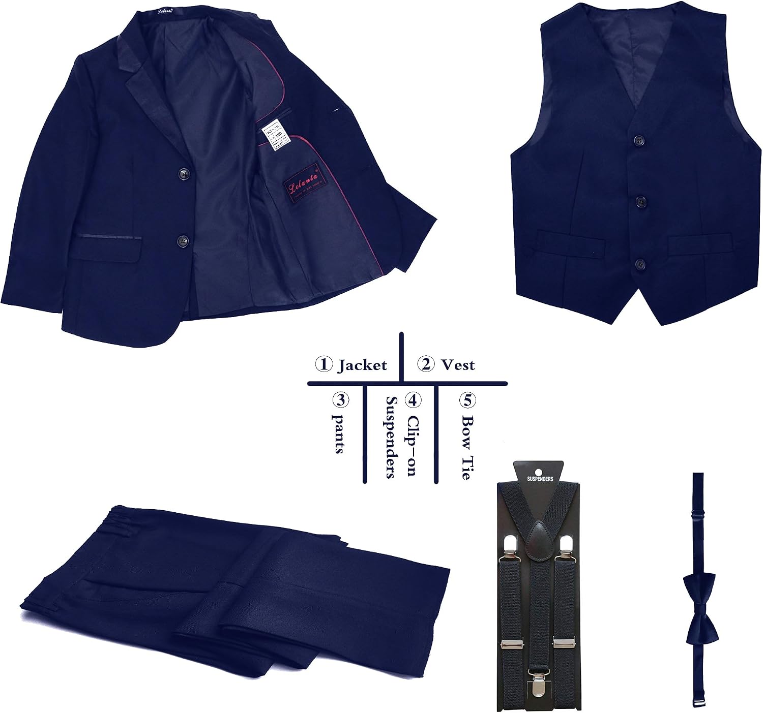 Detalle de LOLANTA Smoking Schwarz Jungen Anzug – Page Boy Set für Hochzeit