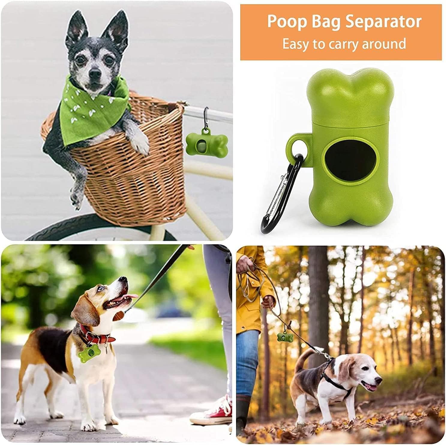 Detalle de OIRLVCE Dog Poo Bags (540 counts / 36 rolls) extra thick, leak-proof dispenser-ready green bags