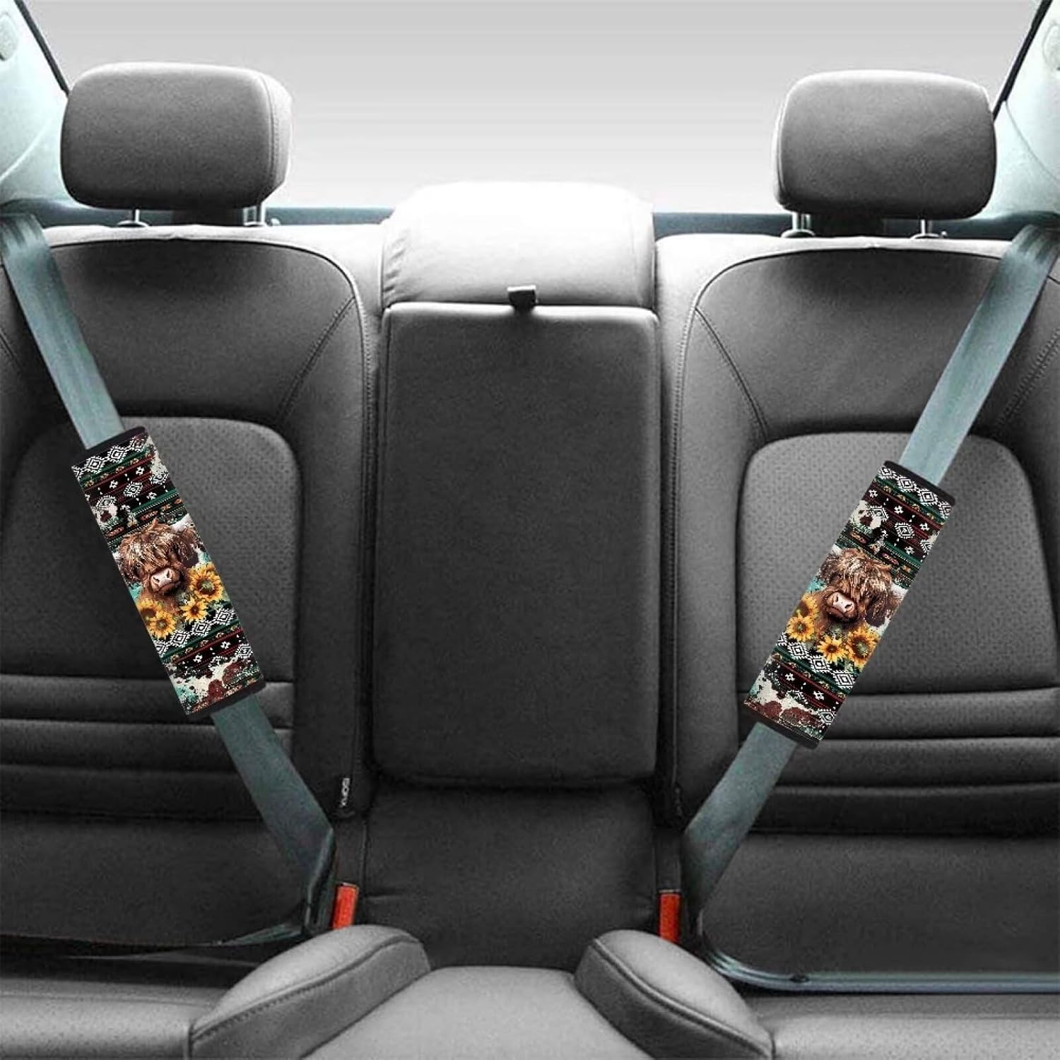 Thumbnail 1 de Wanyint Aztec Highland Cow 2-Pack Seat Belt Pads