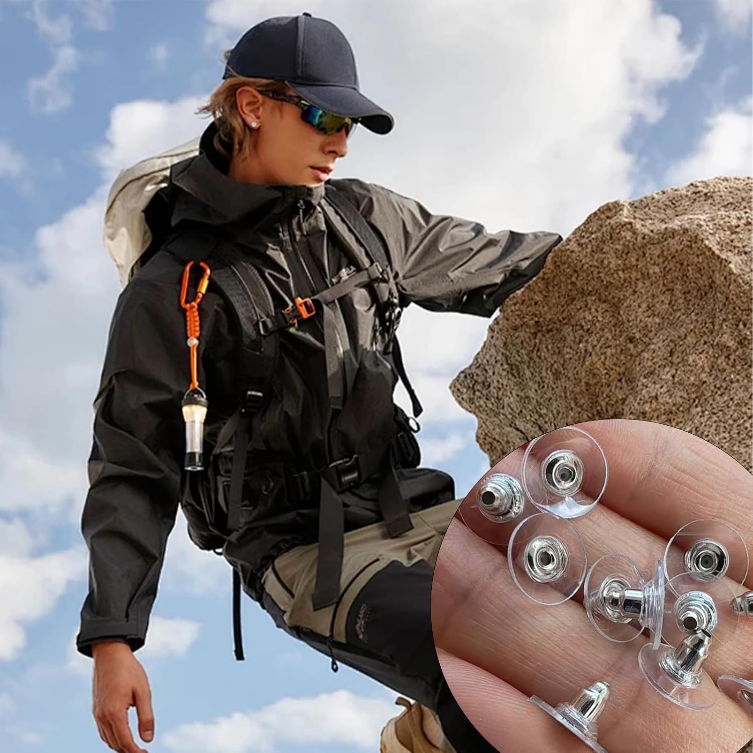 Thumbnail 3 de HEIZHU 100-Piece Earring Backs (Transparent Non-Slip Clutch Plugs) for Studs & Hoops