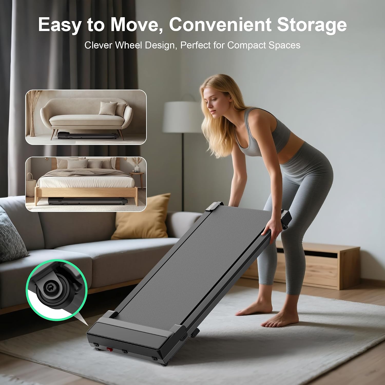Detalle 2 de Wilpkracy B01 Walking Pad Treadmill with 5% Manual Incline, LED Display & Remote