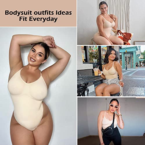 Detalle 2 de SHAPERX Body moldeador mujer Shapewear con control de abdomen y tirantes ajustables (posparto) – Beige
