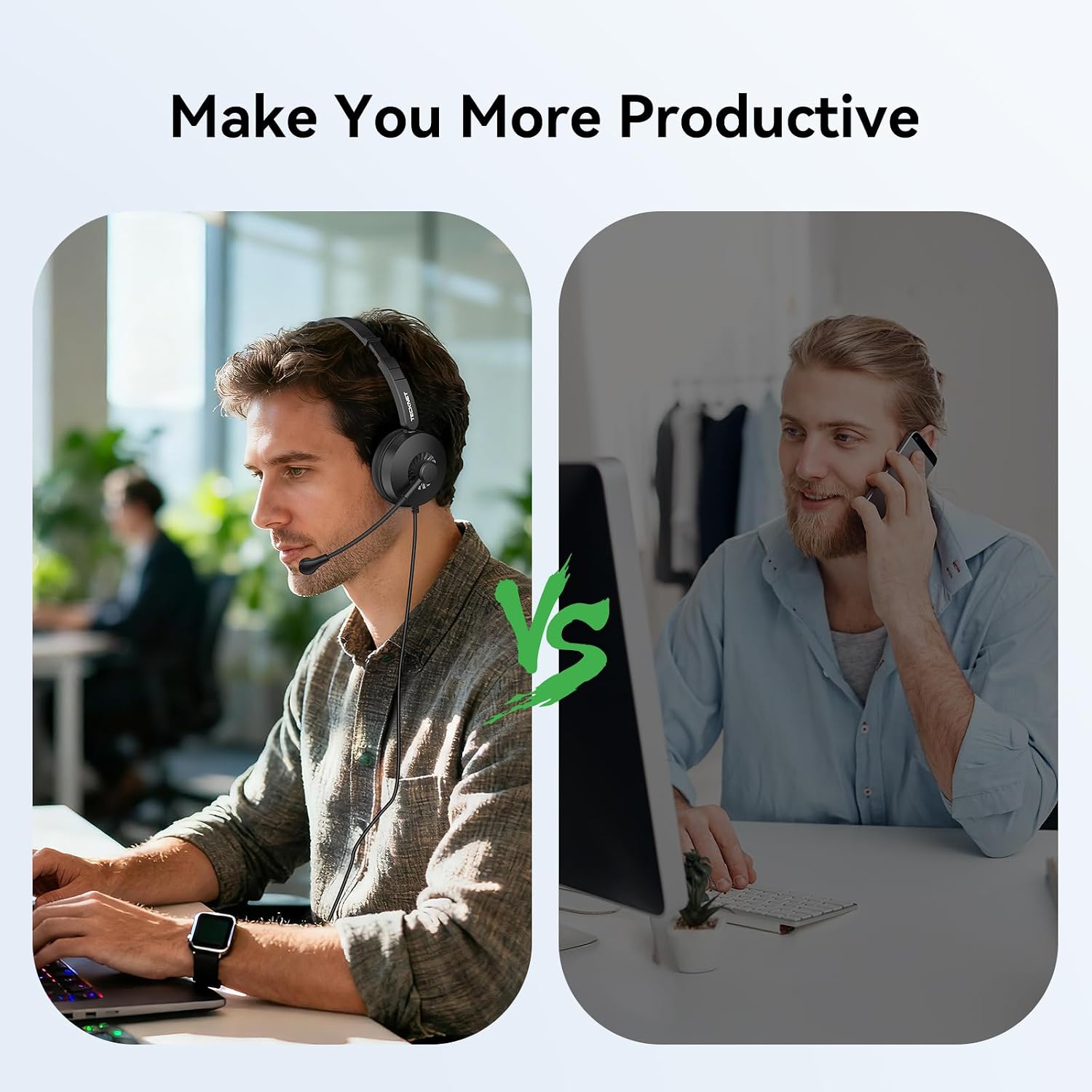 Thumbnail 2 de TECKNET USB Headset with Microphone Noise Cancelling – Plug-and-Play Wired PC Headset