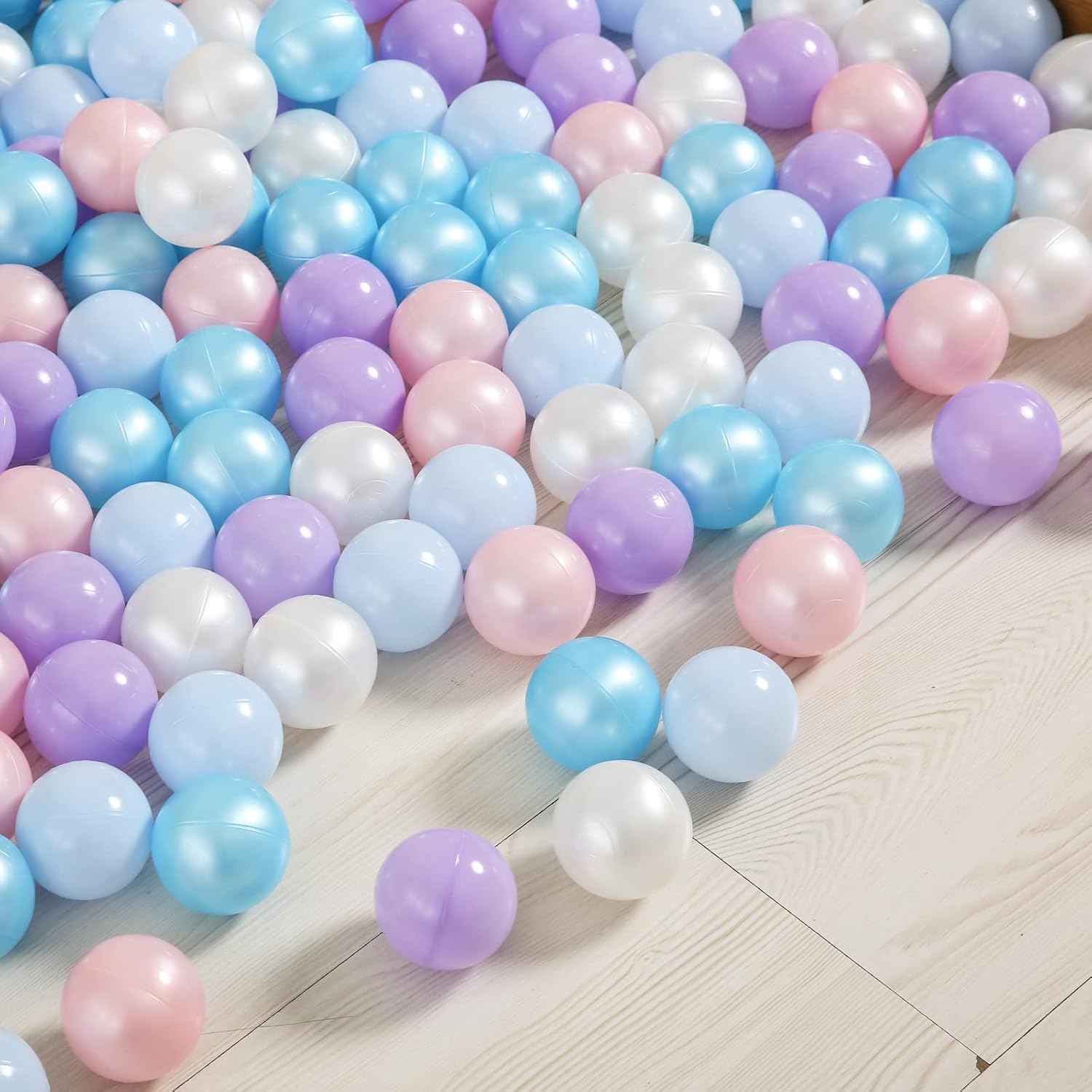 Detalle de Heopeis Ball Pit Balls Pack (100, 200, 500) – Star and Round Set, BPA Free, Phthalate Free, Non-Toxic