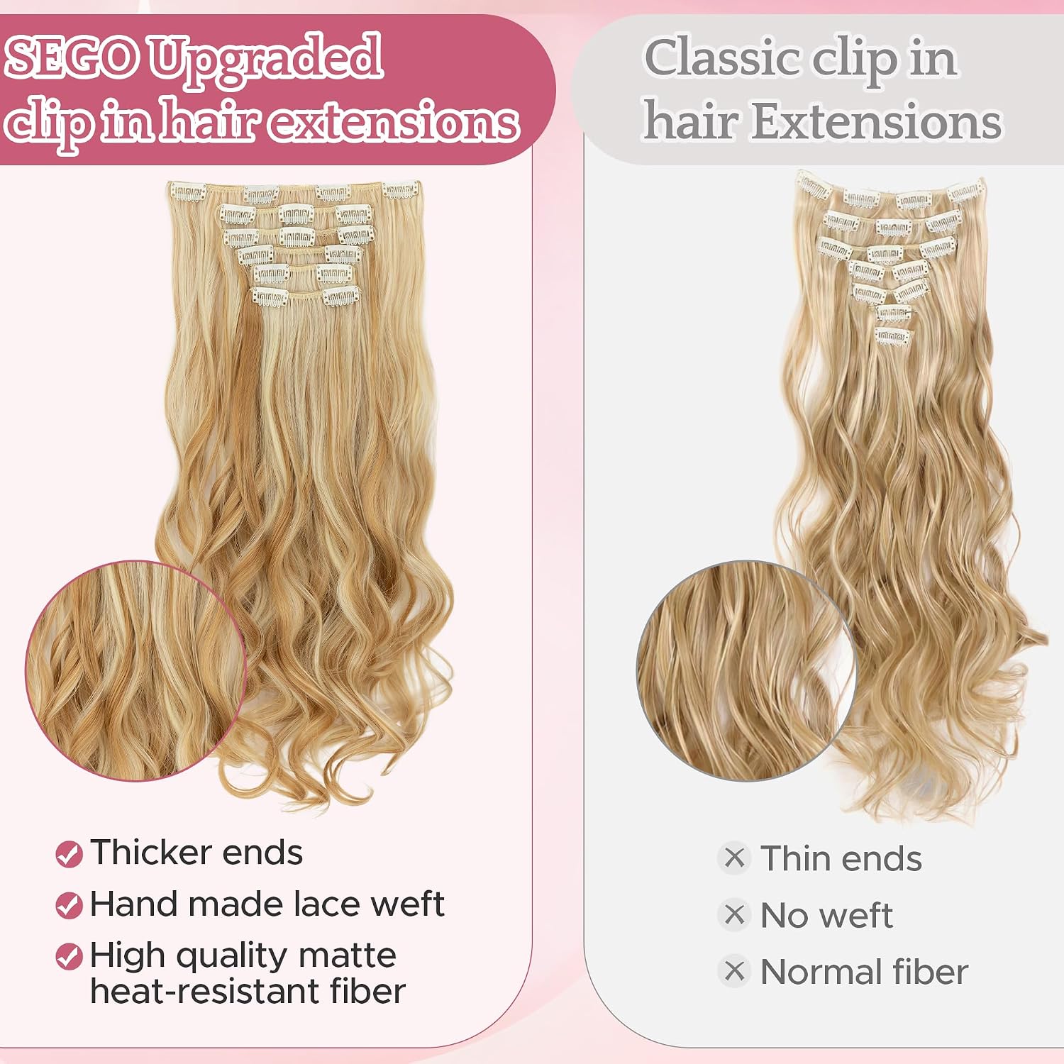 Thumbnail 4 de SEGO 55CM Extension à Clip Synthétique 150g – 6 Pièces pour Cheveux Bouclés, Noir Foncé