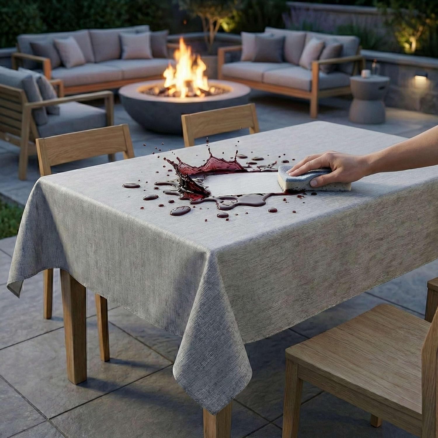 Thumbnail 2 de Artwelt Wachstuchtischdecke abwaschbar aus PVC für Outdoor & Balkon (220×140 cm, Silver Grey)