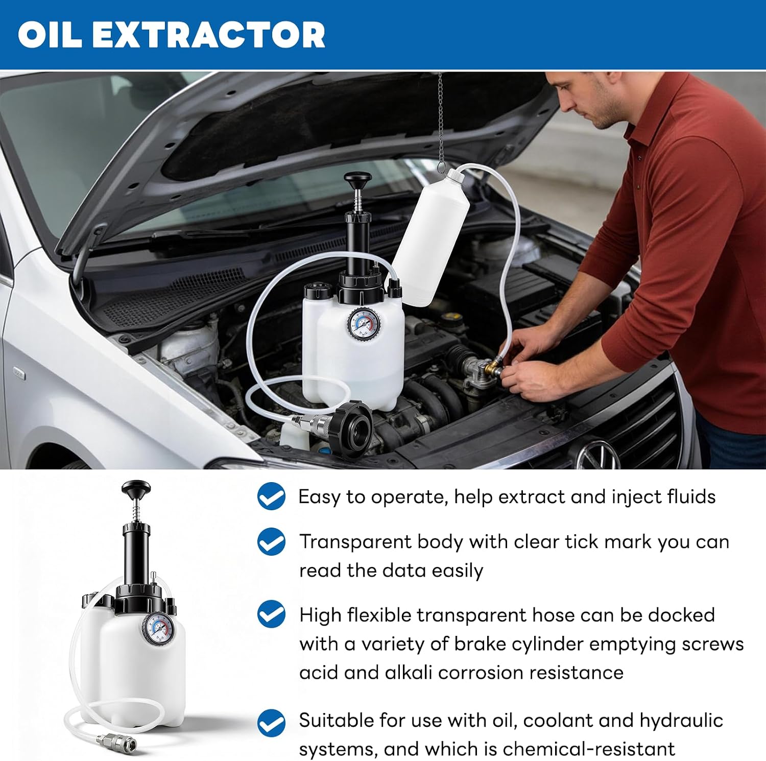 Thumbnail 1 de Rivlox 3L + 1L Brake Bleeding Kit: Manual Fluid Pressure Bleeder for Most European Cars
