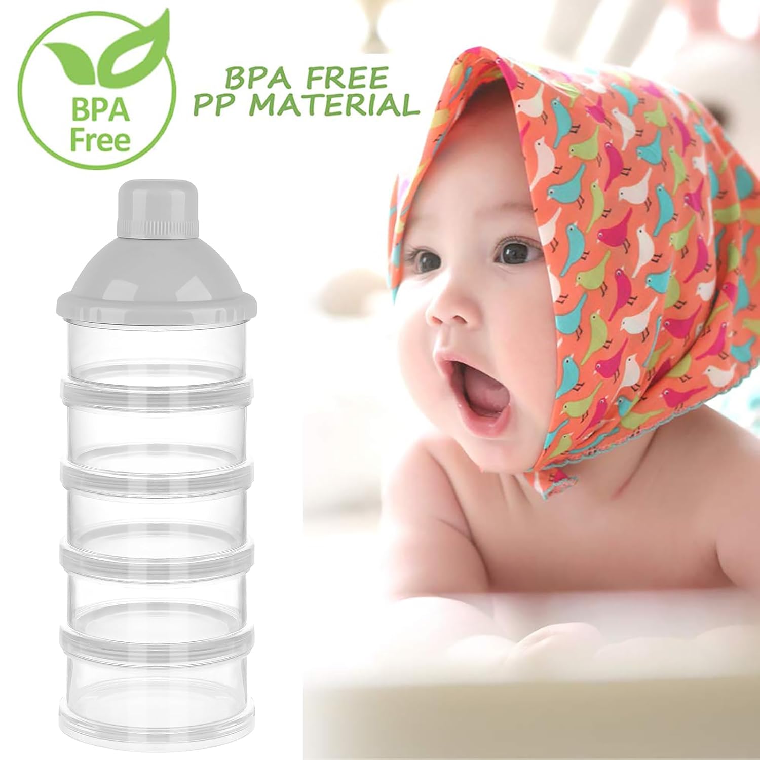 Detalle 2 de Accmor On The Go Formula Dispenser, 5 Stackable Compartments, BPA-Free PP