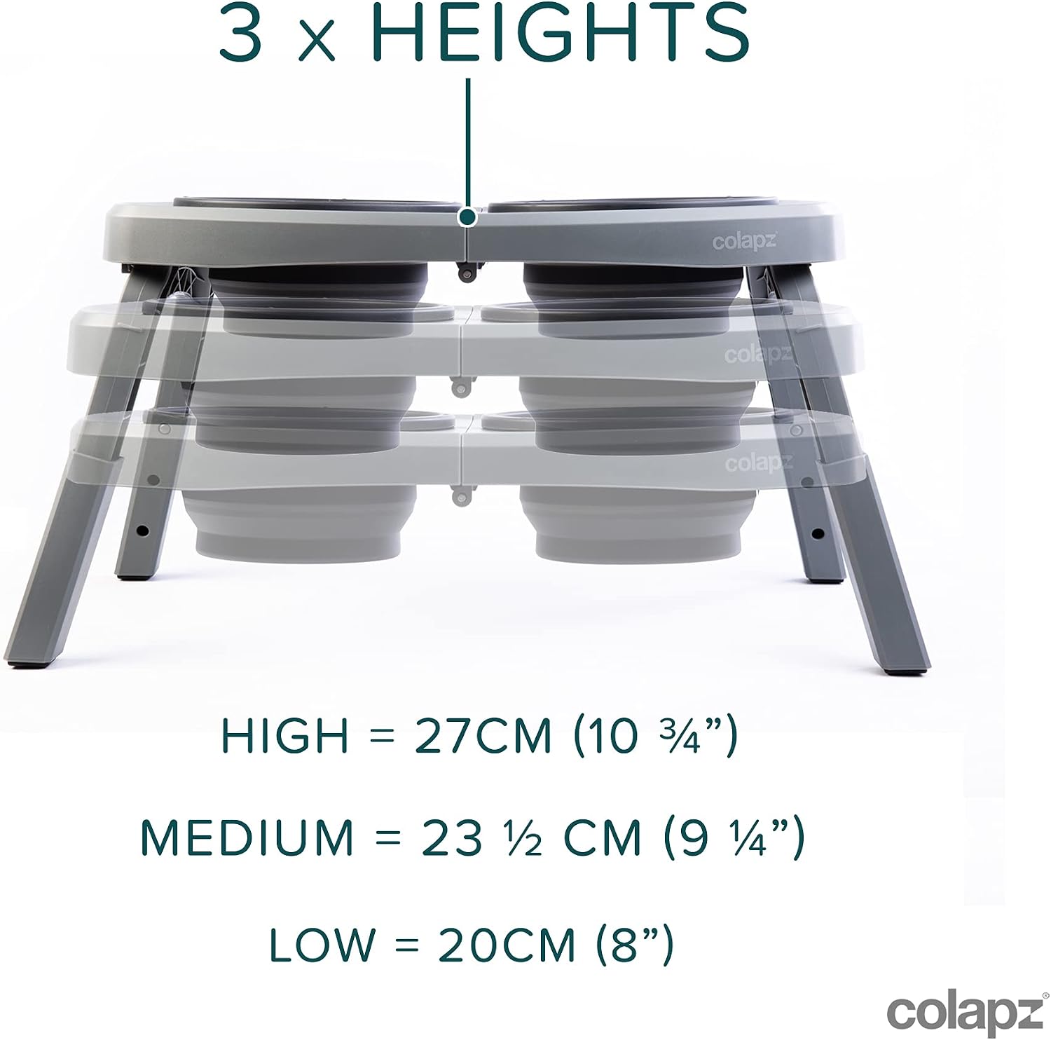Detalle de Colapz Collapsible Dog Bowls with Adjustable Stand – Foldable Elevated Feeding for Pets