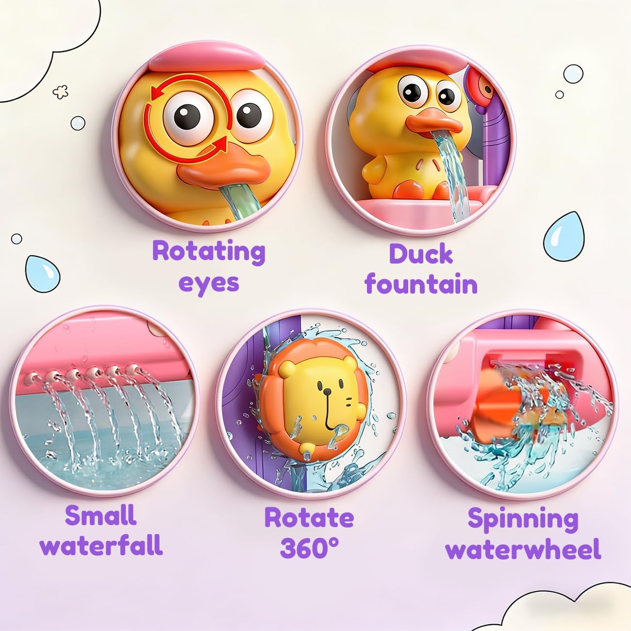 Thumbnail 2 de Bath Toys for Kids Ages 1-3: Adorable Pink Water Play Set with Suction Cups