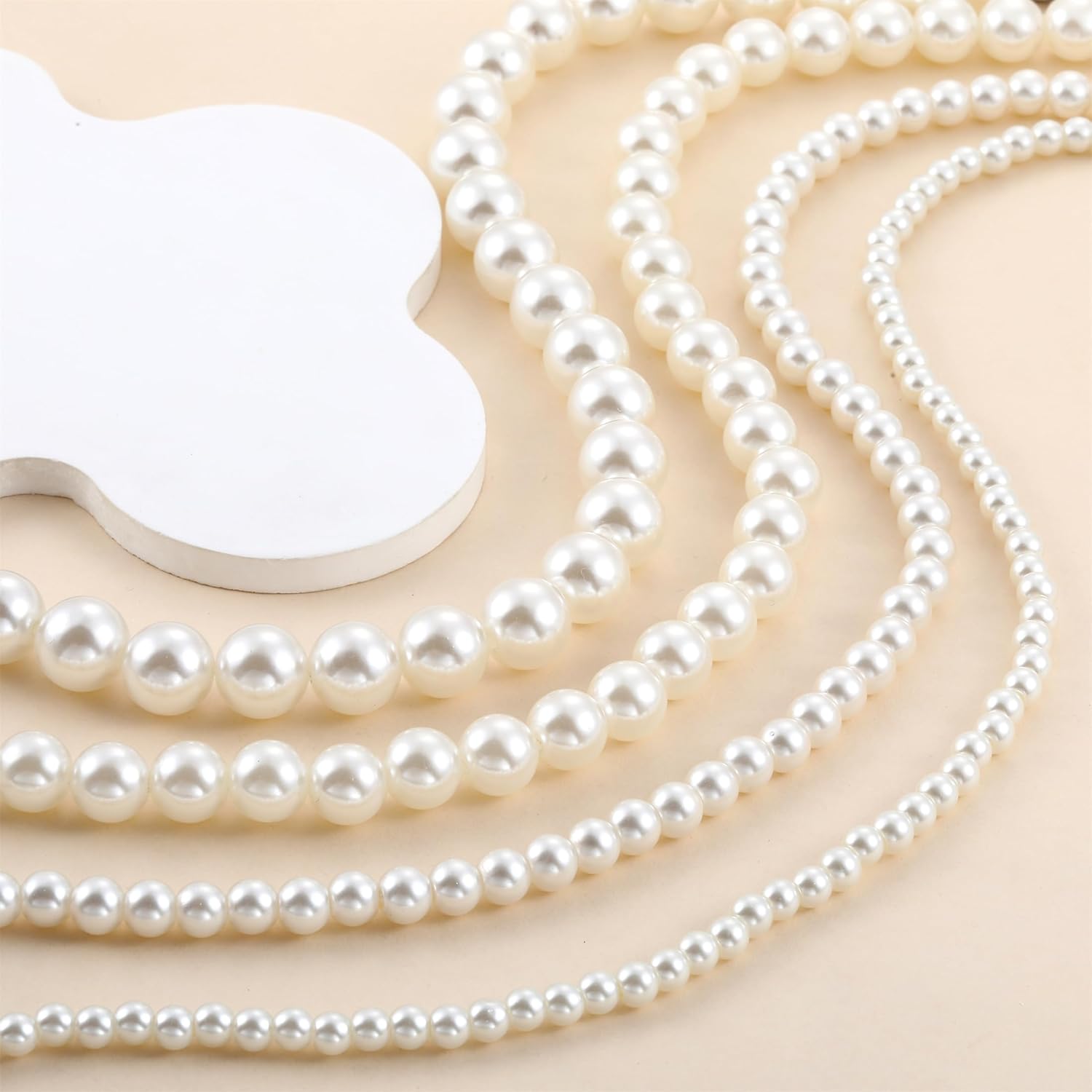 Detalle 2 de HSWYFCJY Damen Perlenkette Weiß – 45 cm, 6–14 mm, mit Verlängerung