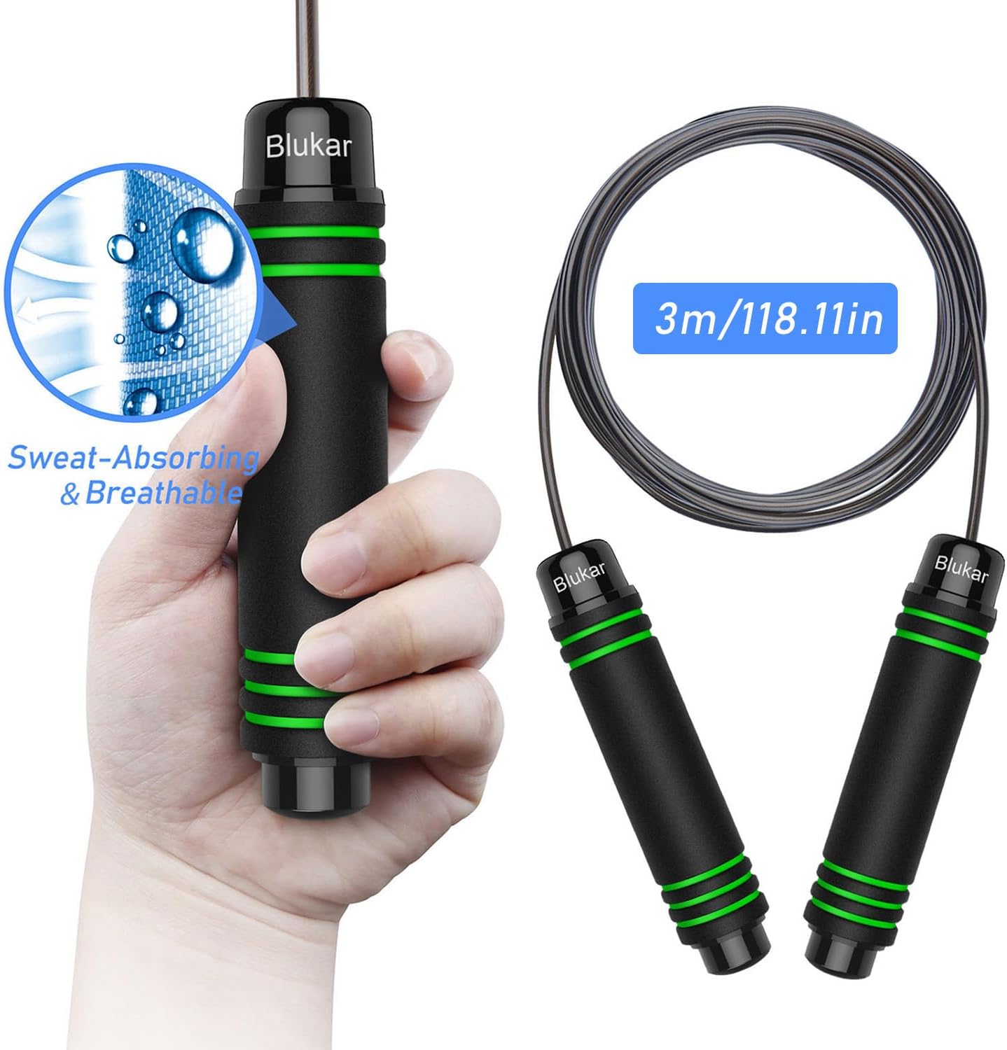 Thumbnail 4 de Blukar Skipping Rope: Speed Jump Rope with Tangle-Free Cord, 360° Bearings and Soft Foam Handles