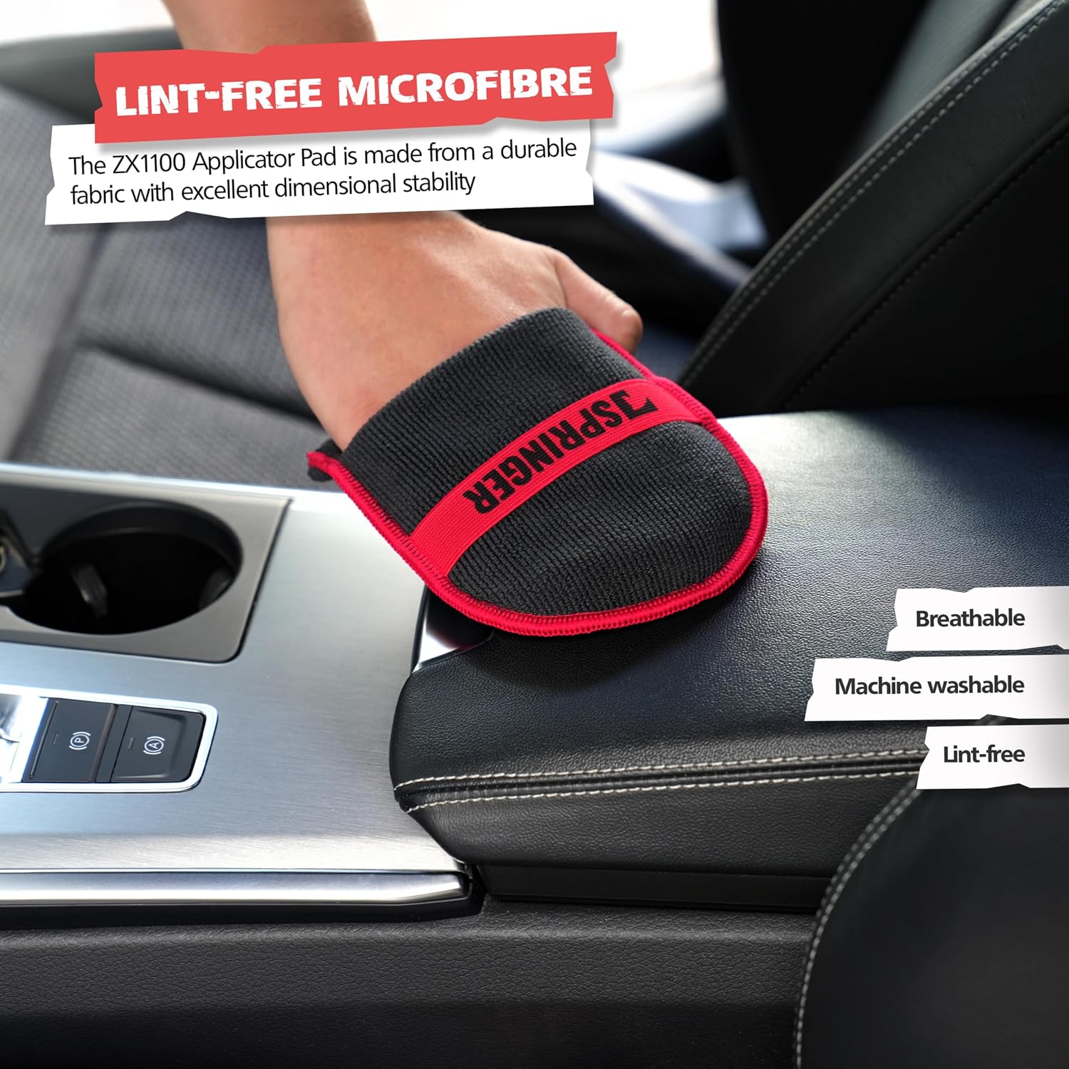 Detalle de SPRINGER ZX1100 auto-applicatorpads van microvezel, set van 2 voor polish en was