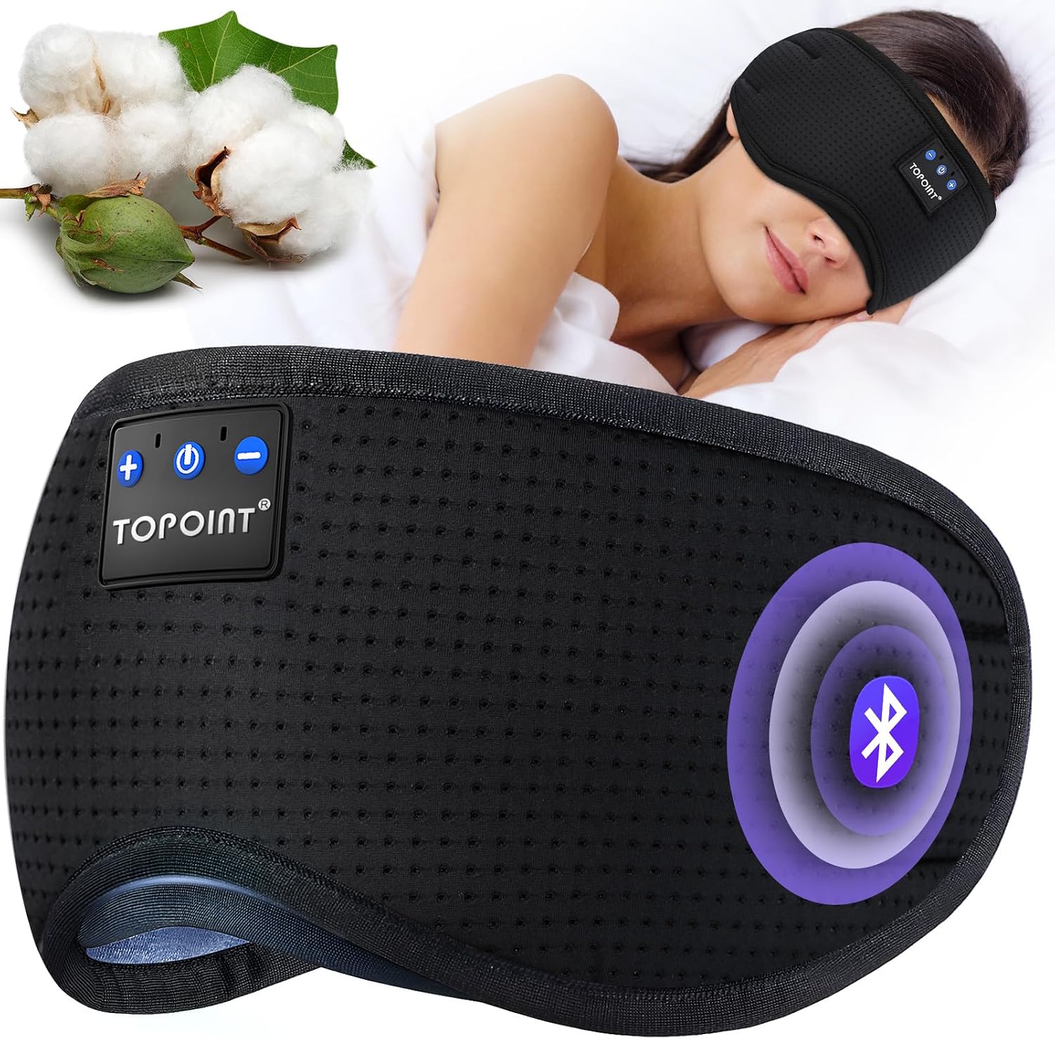 Detalle de TOPOINT Sleep Mask Headphones Bluetooth 5.4 for Travel