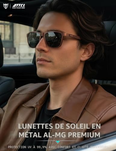 Thumbnail 1 de ATTCL Lunettes de soleil polarisées UV400 AL-MG pour homme – Rouge/Gris effet miroir, taille M