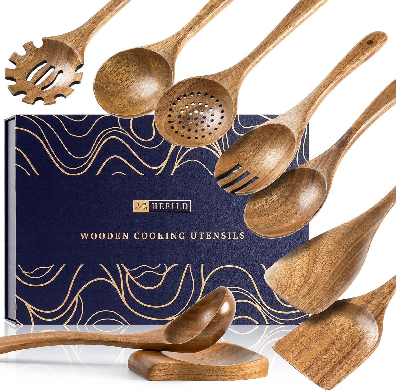 Thumbnail 5 de Hefild Wooden Spoons 10-Piece Acacia Utensil Set 🥄