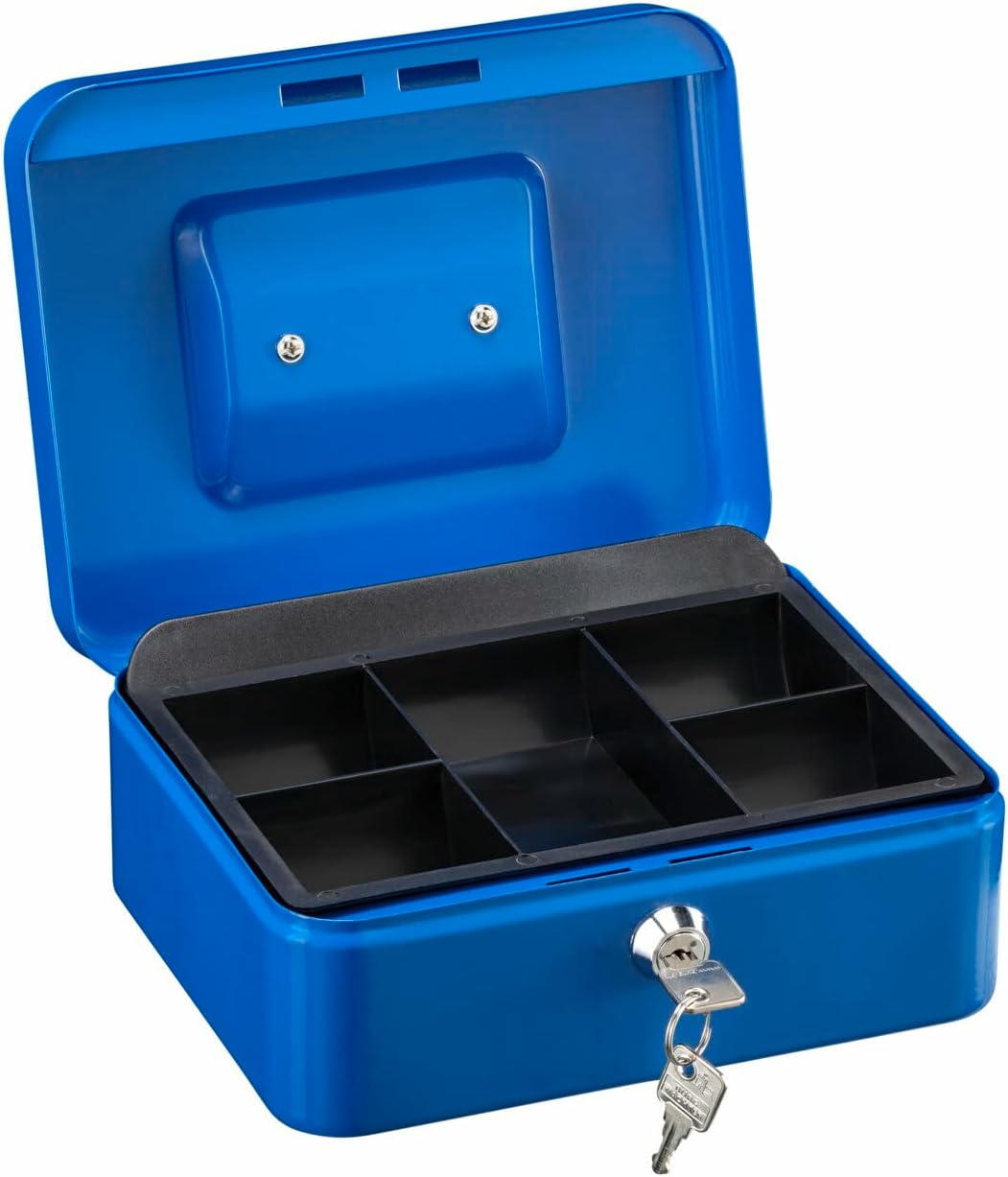 Thumbnail 3 de BURG-WÄCHTER Geldkassette Money 5020, blau – abschließbar mit Schlüssel, Hartgeldeinsatz, Stahlblech