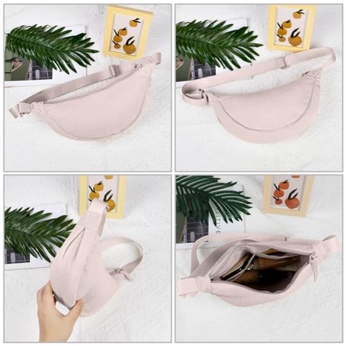 Detalle 2 de Aucuu Bolso Bandolera para Mujer media luna impermeable en pana con correa ajustable