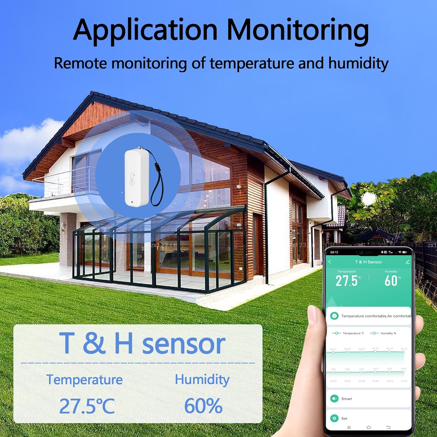 Thumbnail 2 de PHOVOLT WiFi-Hygrometer-Thermometer-Sensor: kabelloser Temperatur- und Feuchtigkeitssensor für drinnen & draußen