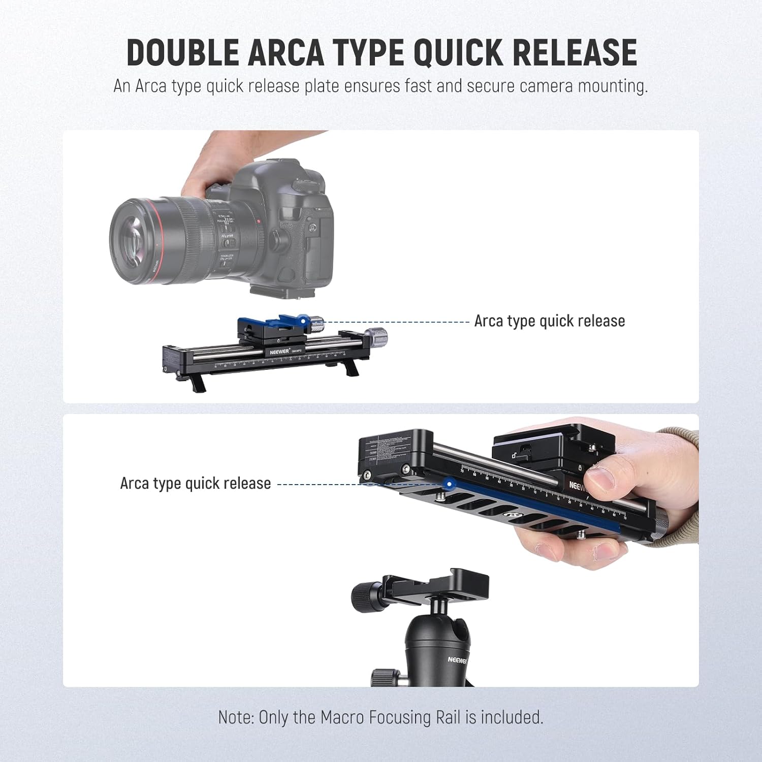 Thumbnail 4 de NEEWER GM-MP2 140mm Macro Focusing Rail with 360° Rotation and Arca-Type QR Plate