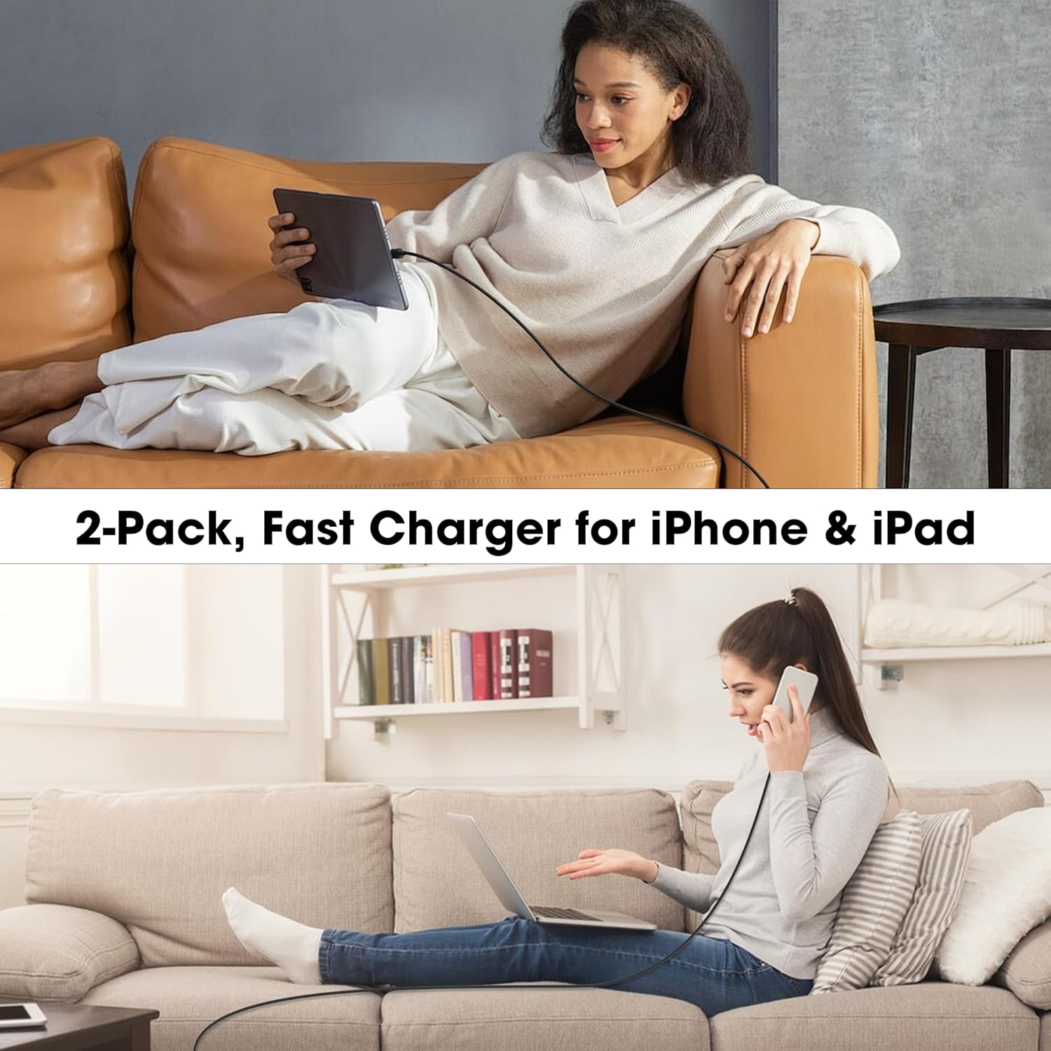 Thumbnail 6 de 20W USB-C iPhone Wall Charger (Dual-Port) with 6ft Type-C to Type-C Cable