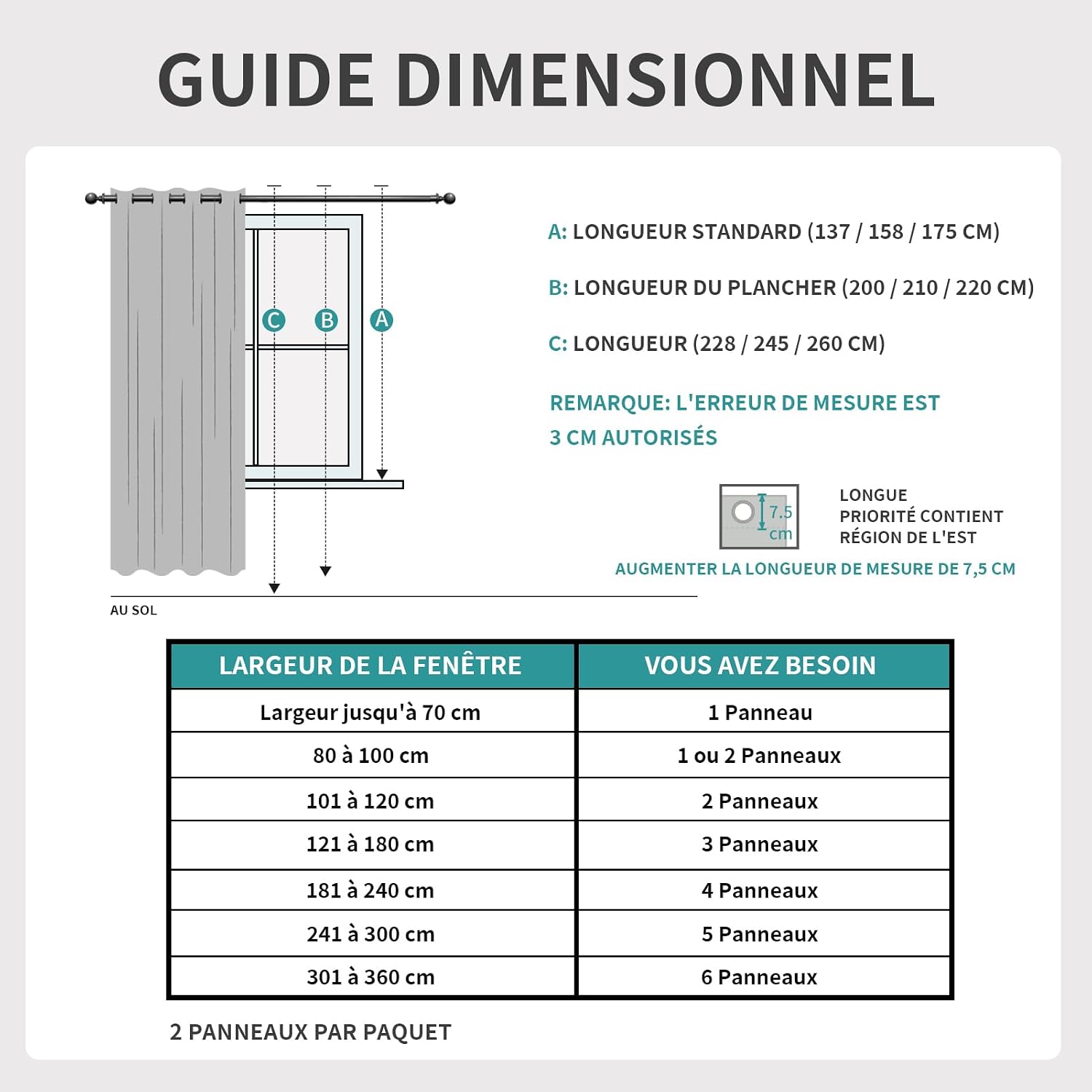 Thumbnail 5 de Joydeco Lot de 2 rideaux voilages blancs 140 x 137 cm