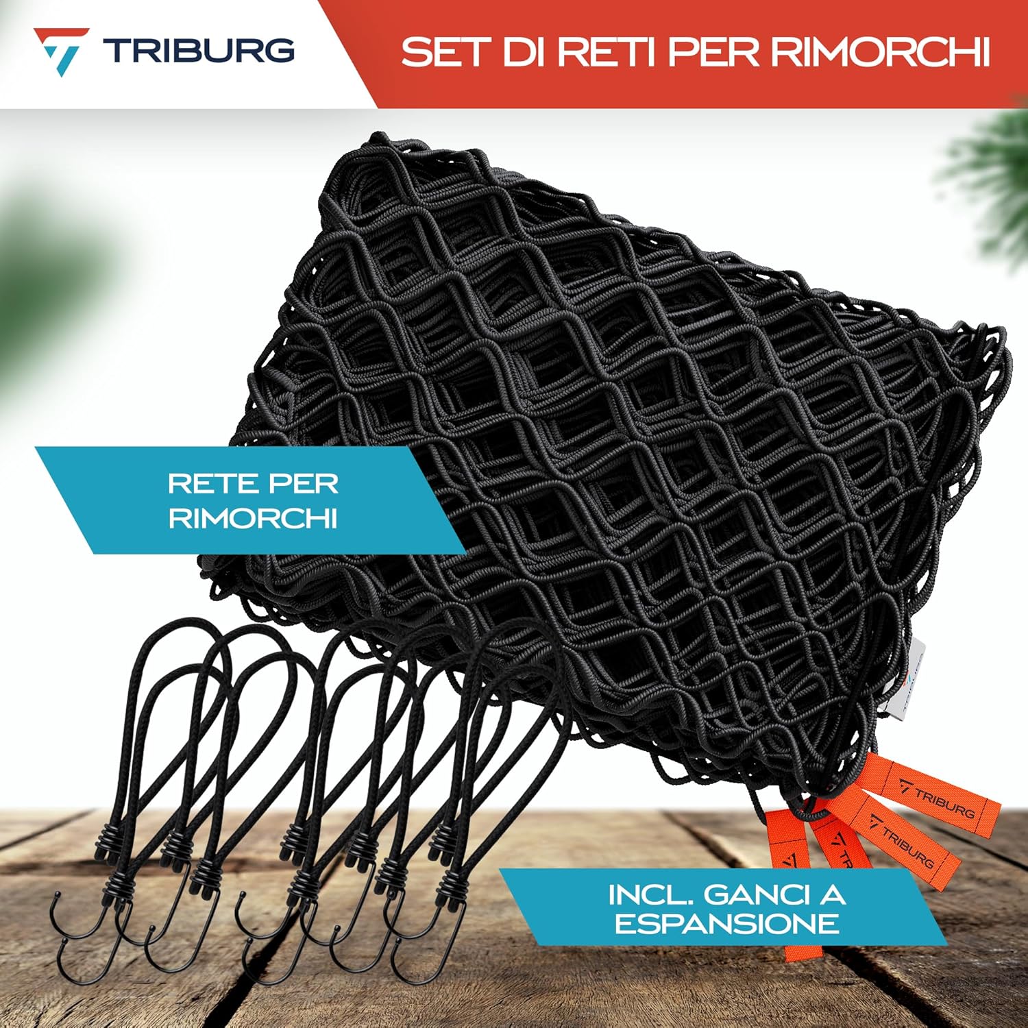 Thumbnail 6 de Rete per rimorchi TRIBURG estensibile 1,5x2,7 m fino a 2,5x3,5 m con 10 ganci di espansione
