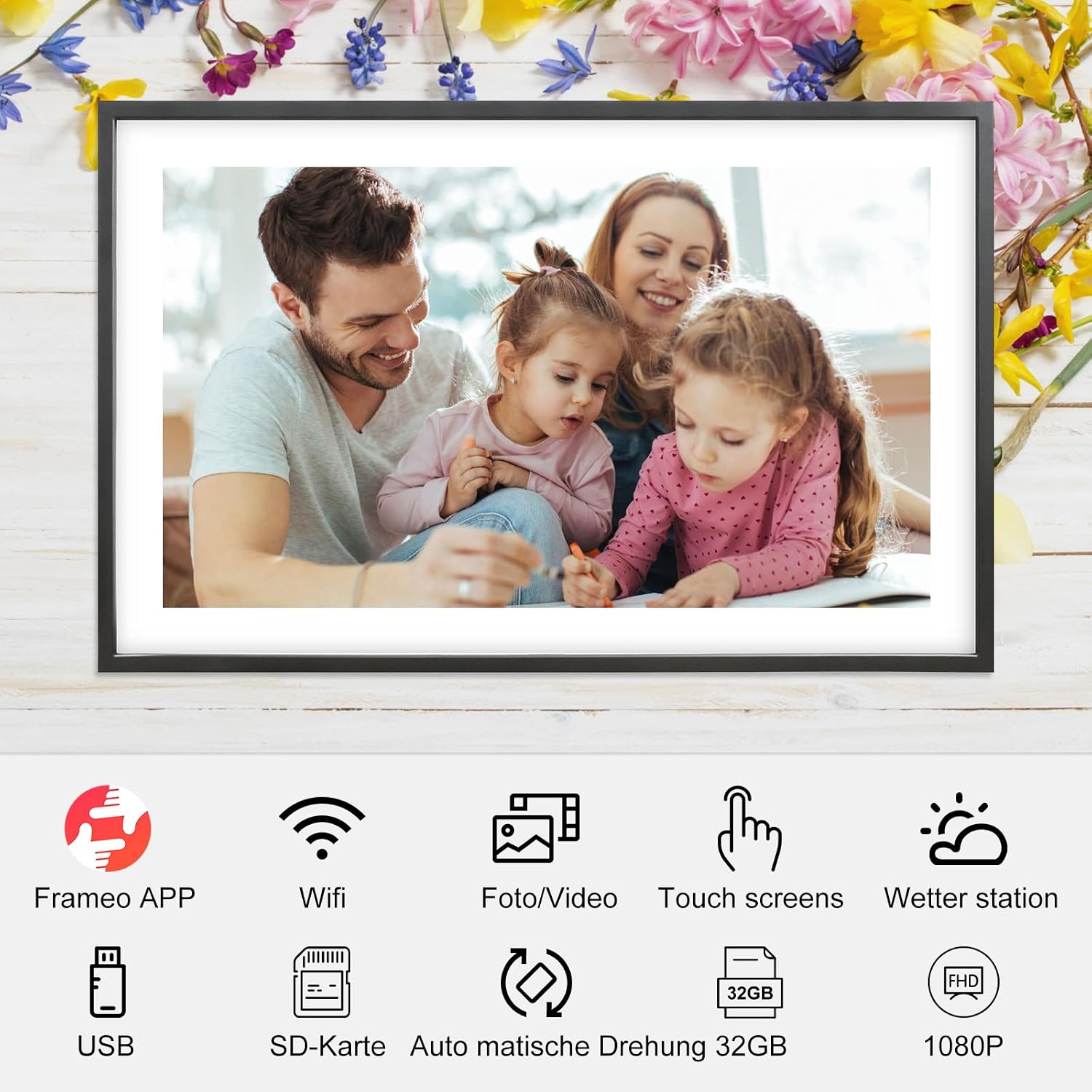Detalle 2 de Frameo 15,6 Zoll digitaler Bilderrahmen 32 GB